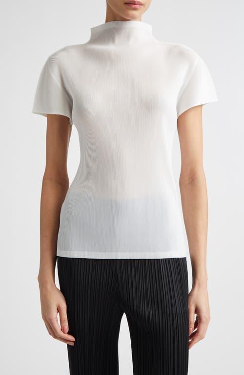 Pleats Please Issey Miyake Mist Basics Funnel Neck Top in White | Lyst