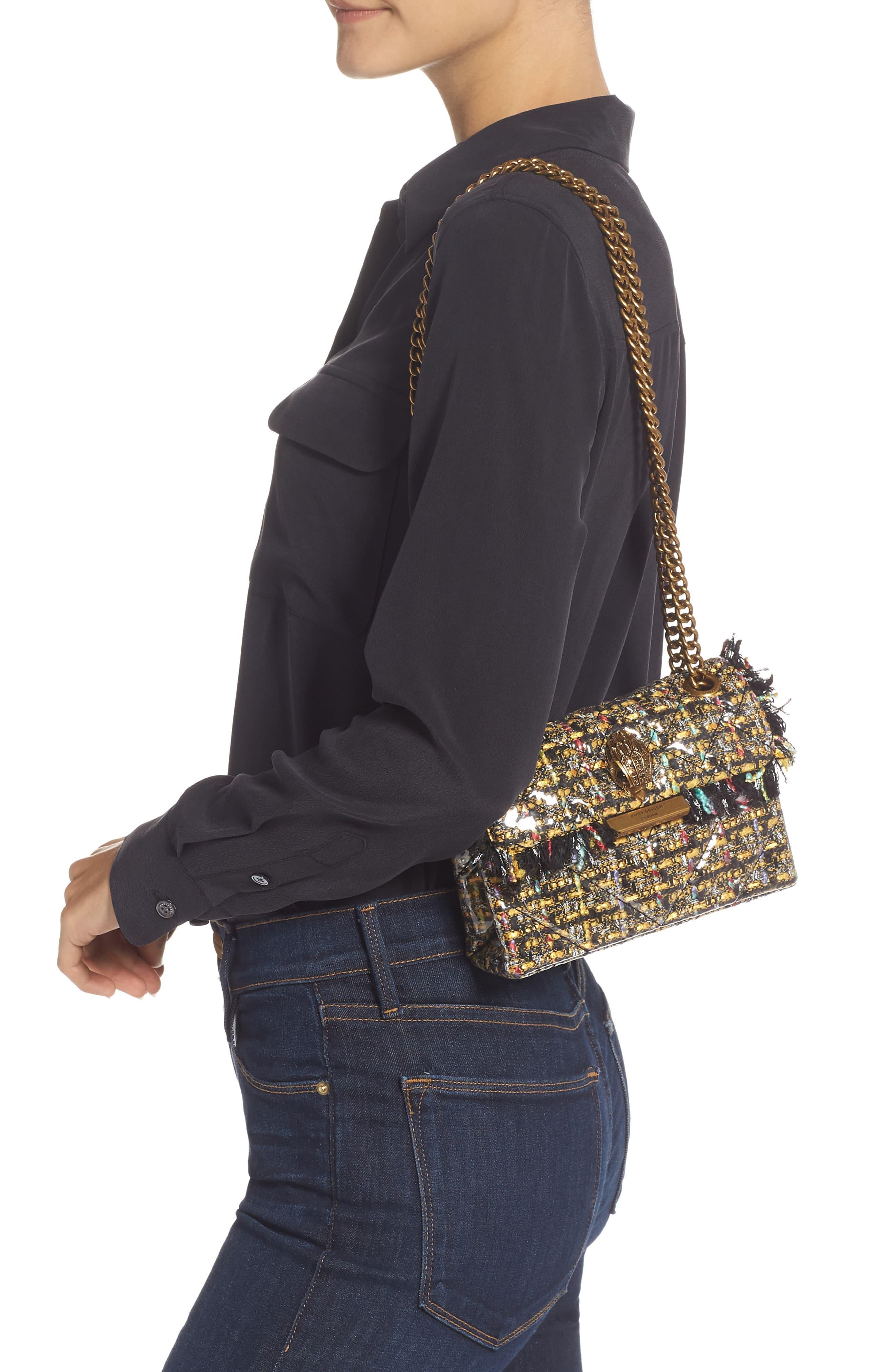 Kurt Geiger Mini Kensington Tweed Crossbody Bag in Yellow Lyst