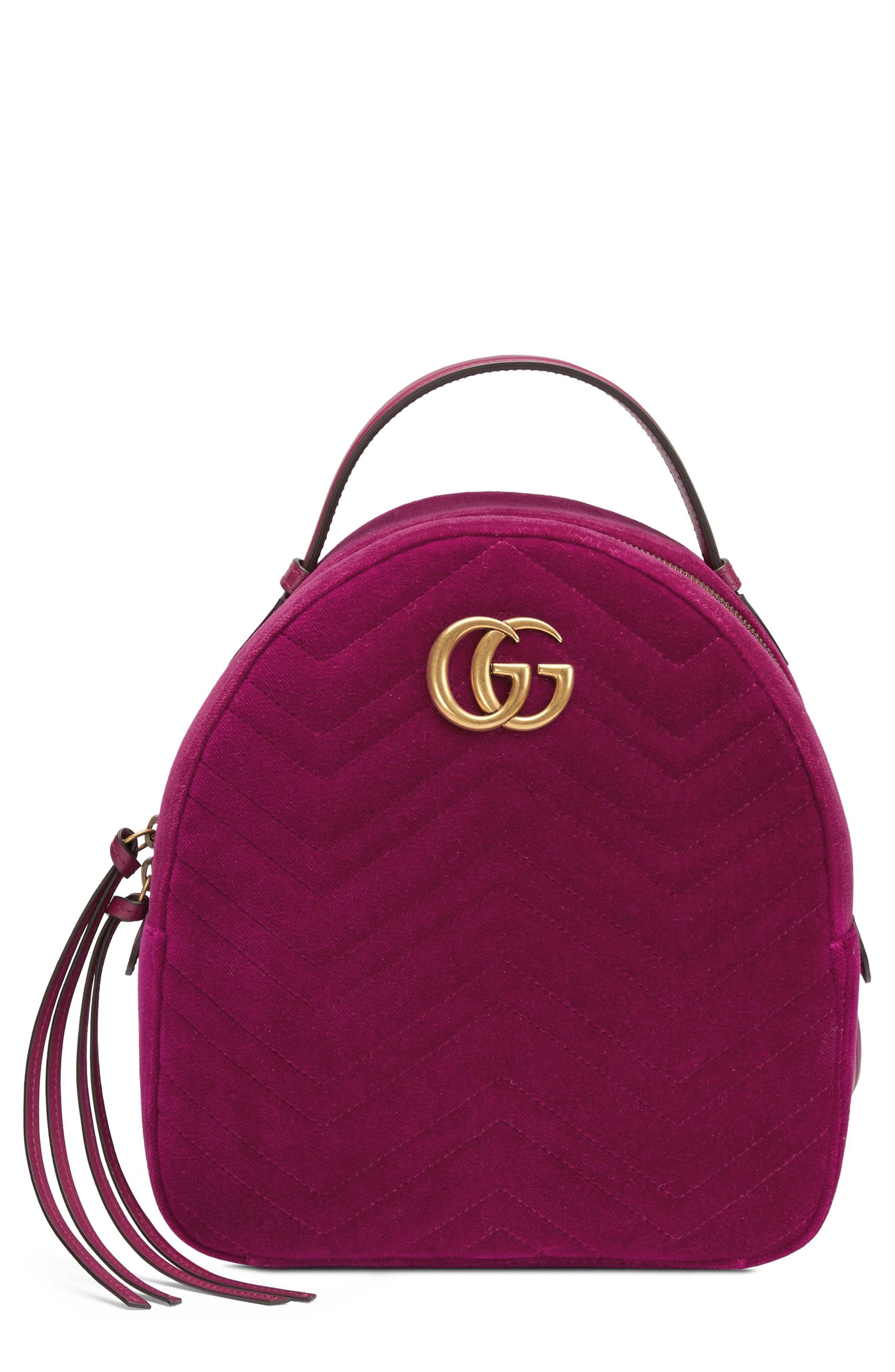 Gucci Gg Marmont Velvet Backpack in Purple | Lyst