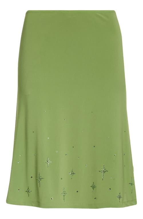 Sandy Liang Emolga Crystal Embellished Jersey Skirt in Green