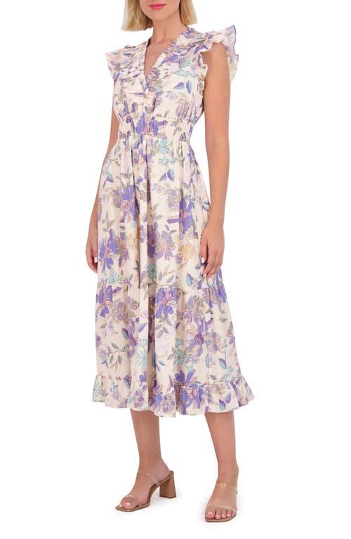 vince camuto floral print flutter sleeve tiered ruffle midi dress Vince Camuto Women's Floral-Print Tiered Flutter-Sleeve Dress