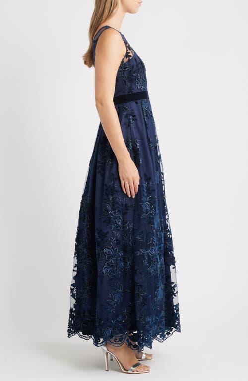 Eliza J Embroidered Sequin Ballgown in Blue | Lyst
