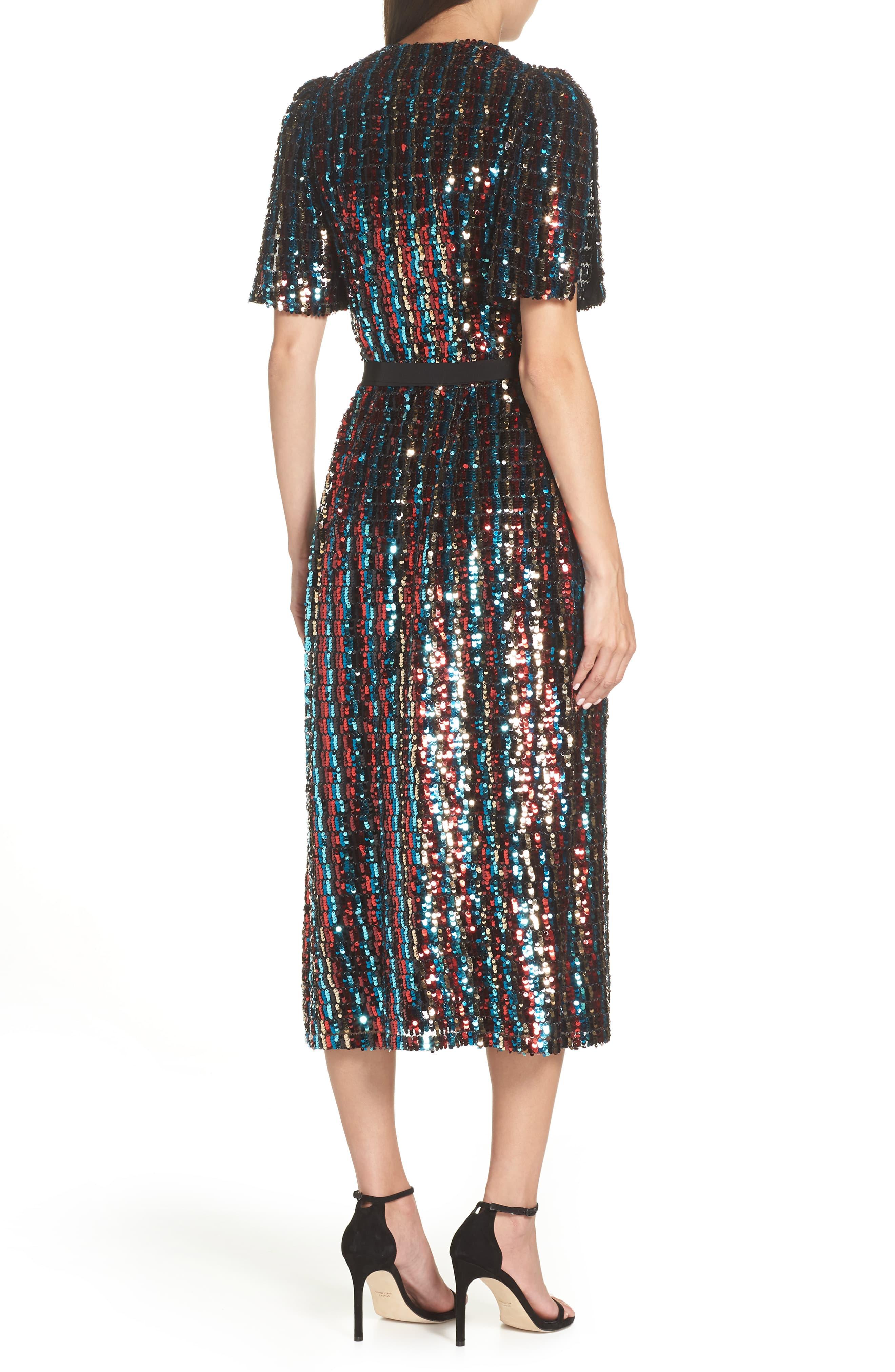 monique lhuillier sequin wrap dress