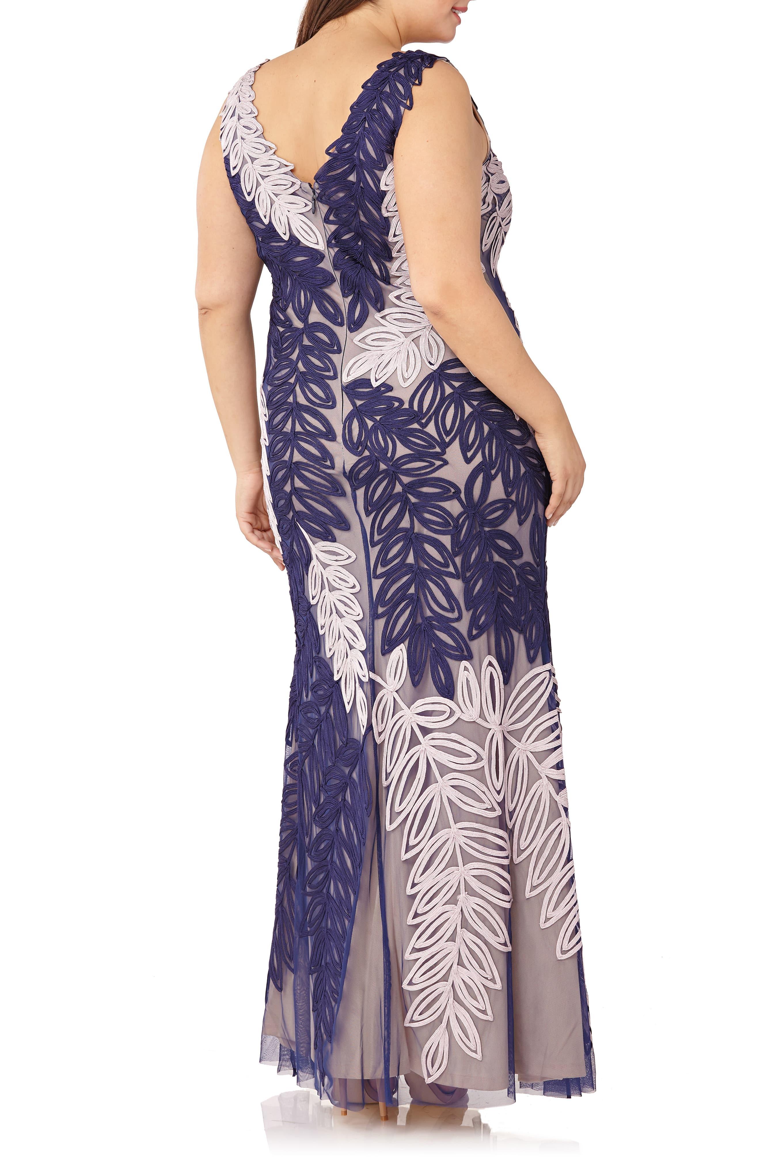js collections leaf embroidered gown