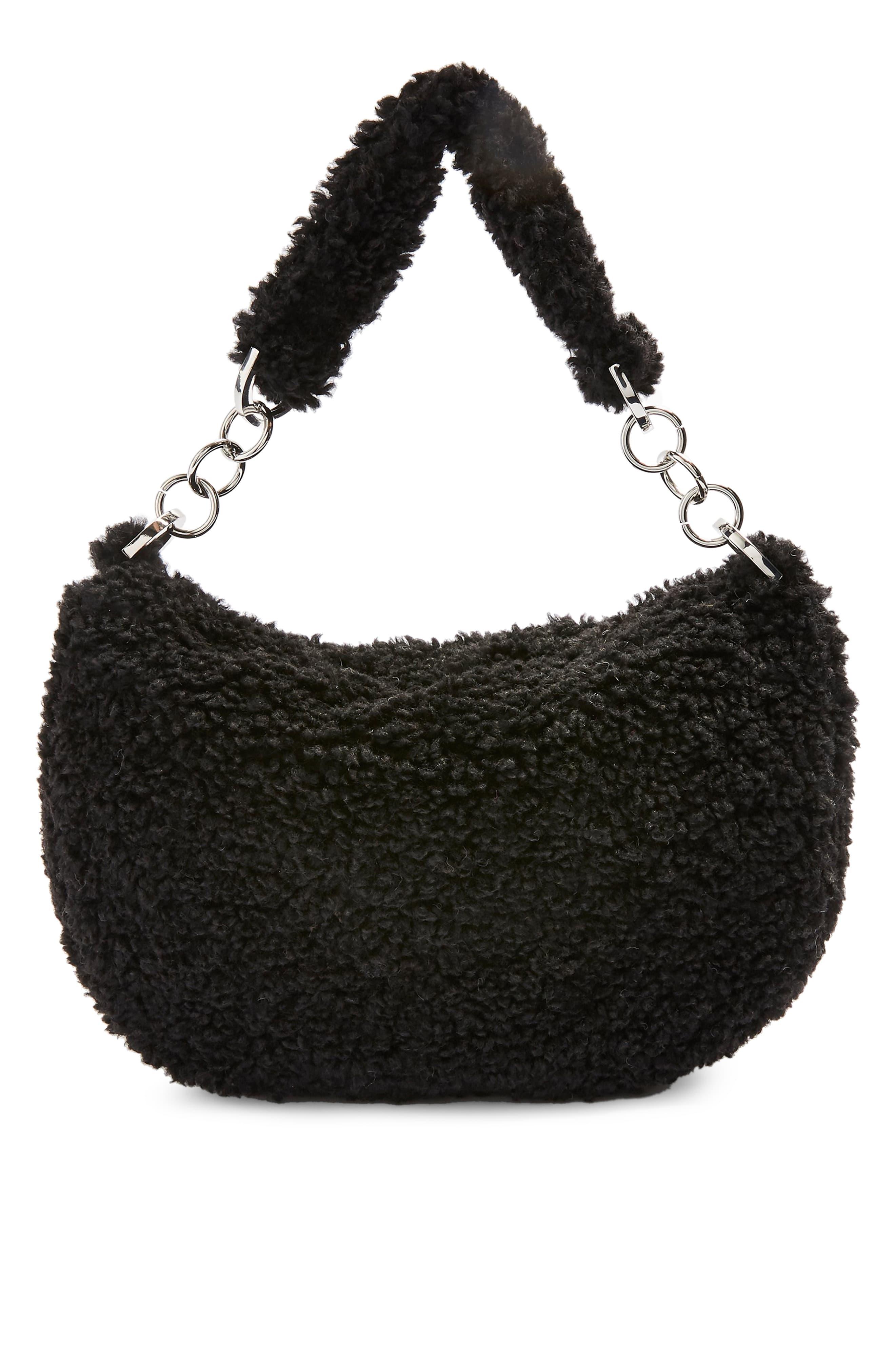 topshop black fur bag