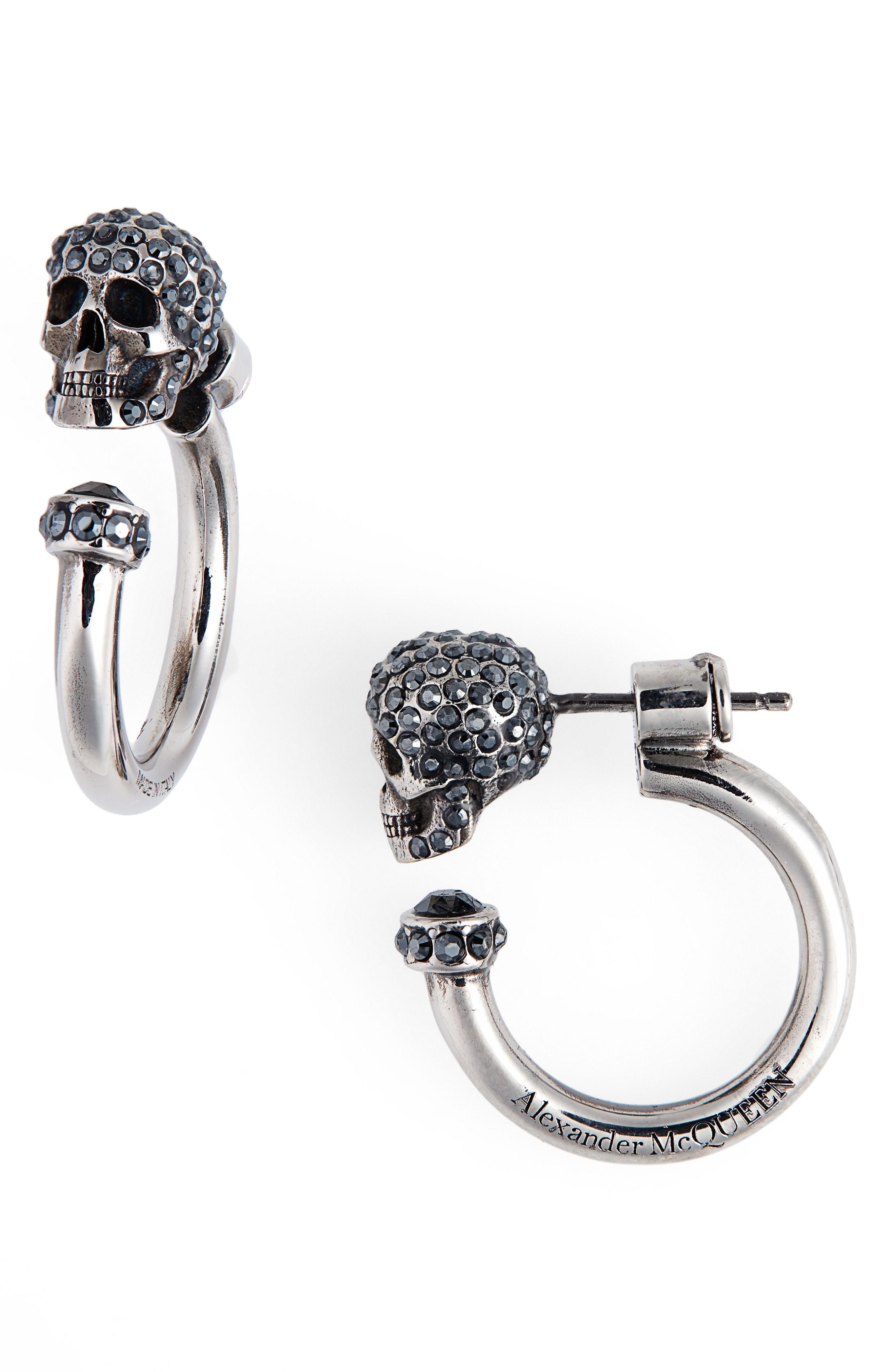 Lyst - Alexander McQueen Skull Huggie Hoop Earrings in Metallic