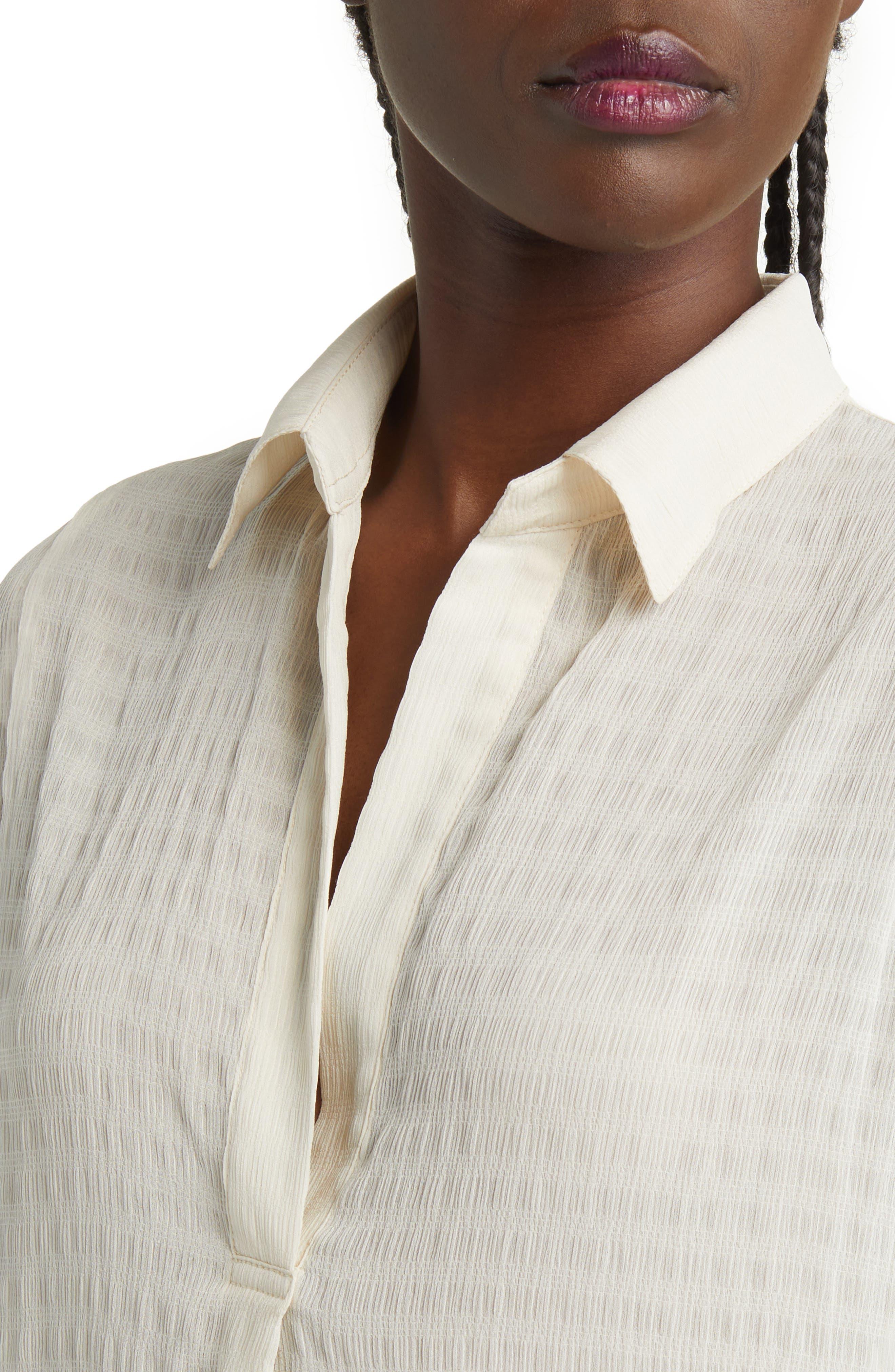 French Connection Clar Rhodes Textured Popover Tunic Shirt in White | Lyst