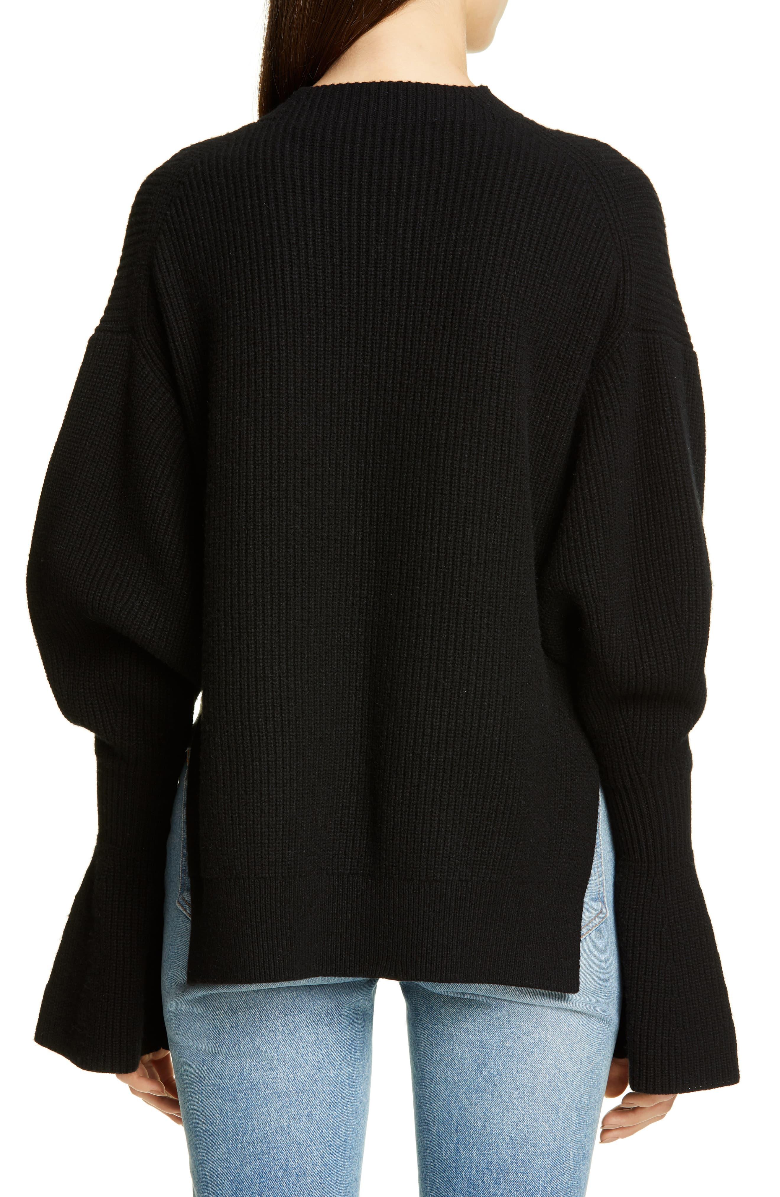 Alexander Wang Split Hem Wool & Cashmere Blend Sweater in Black - Lyst