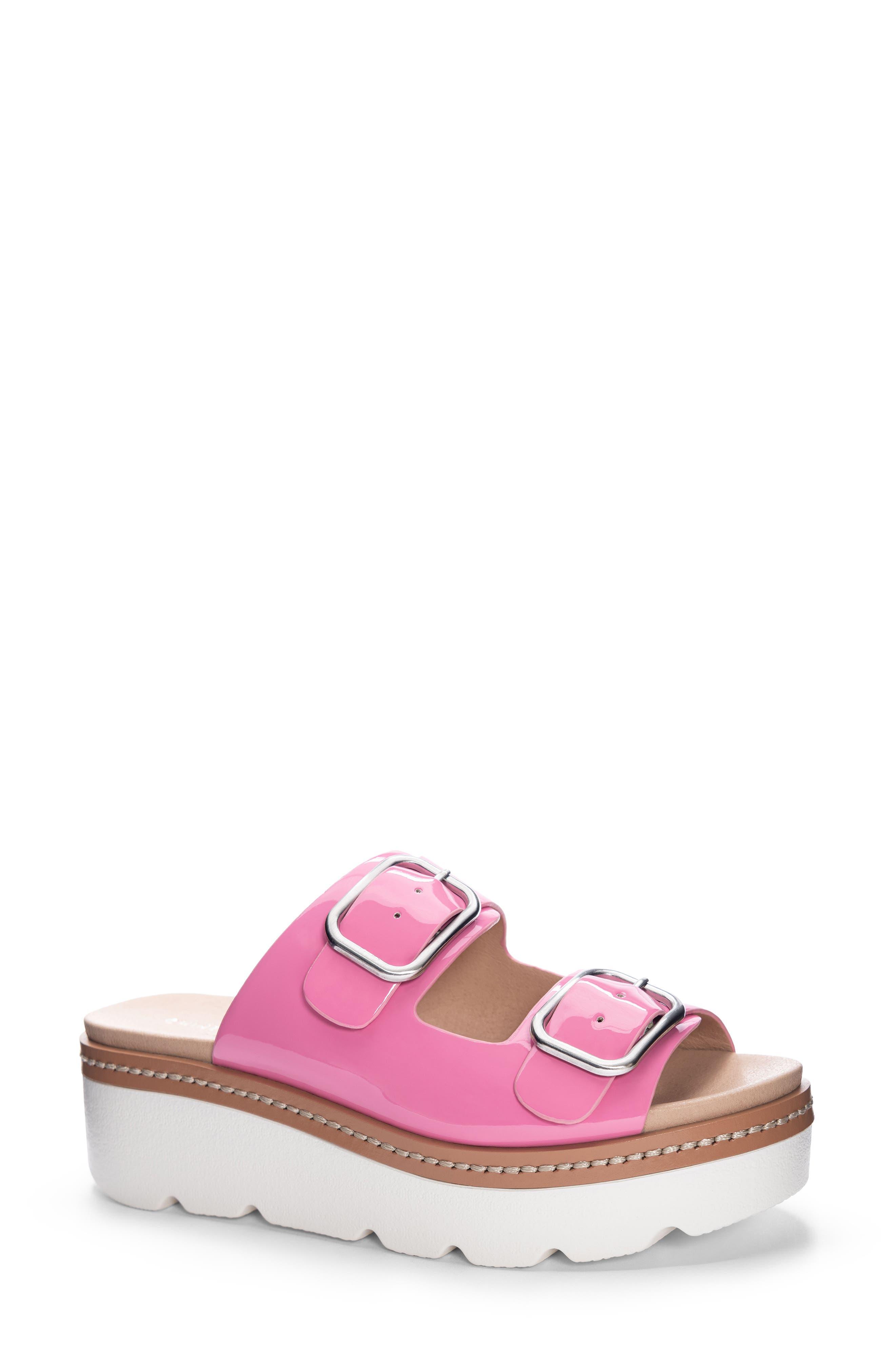 Chinese Laundry Surf's Up Faux Patent Leather Platform Slide Sandal in
