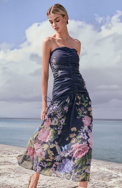 Maxi Dress Lipsy Blue Lipsy Ruched Bandeau Maxi Dress In Blue Lyst