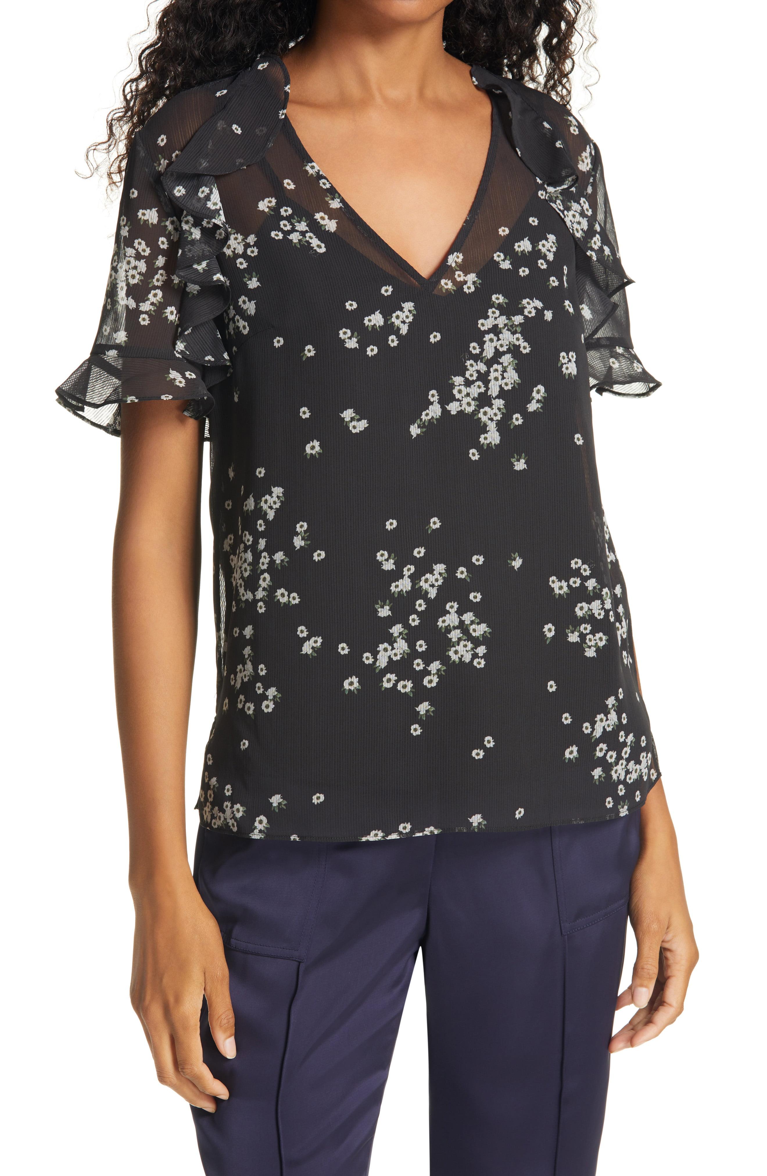 Ted Baker Chiffon Kleaa Floral Print Top in Black Lyst