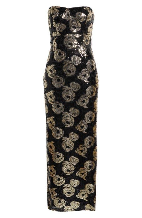 black and gold sequin dress macys Baltic Born Womens Muse Sequin Maxi Dress | Black + Rose main image 1