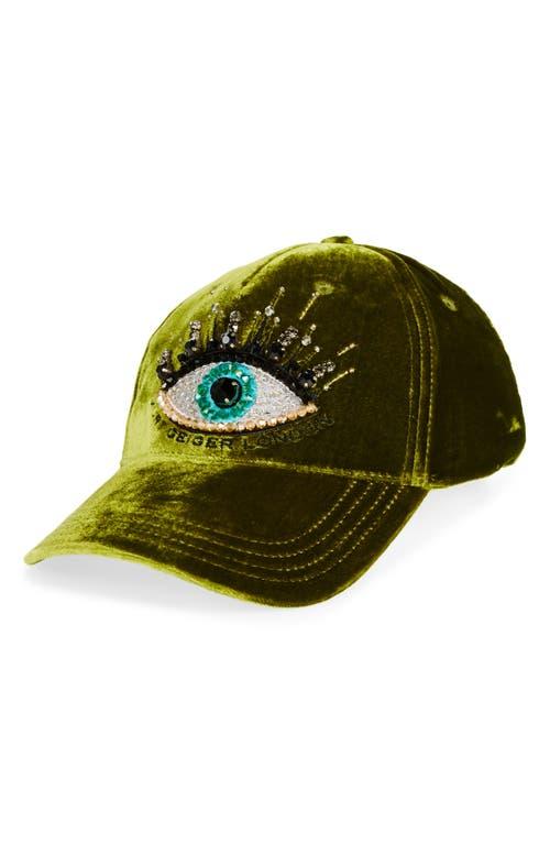 Black Baseball Cap Beaded Evil Eye Design Gold Rhinestone Brim Adjustable KURT GEIGER LONDON Evil Eye Baseball Cap | Bloomingdale main image 4