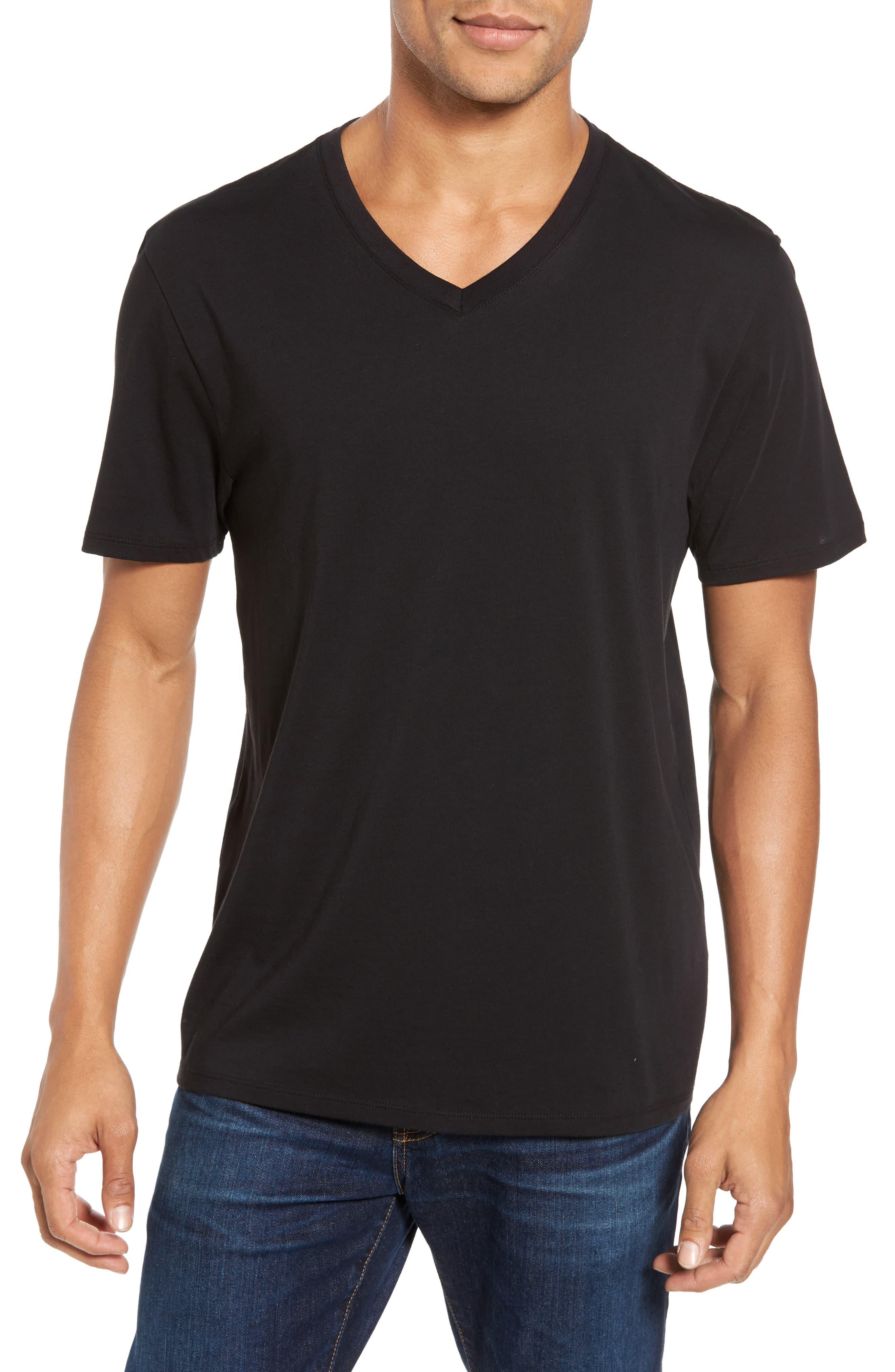 Vince Pima Cotton Slim Fit V-neck T-shirt in Black for Men - Save 15% ...