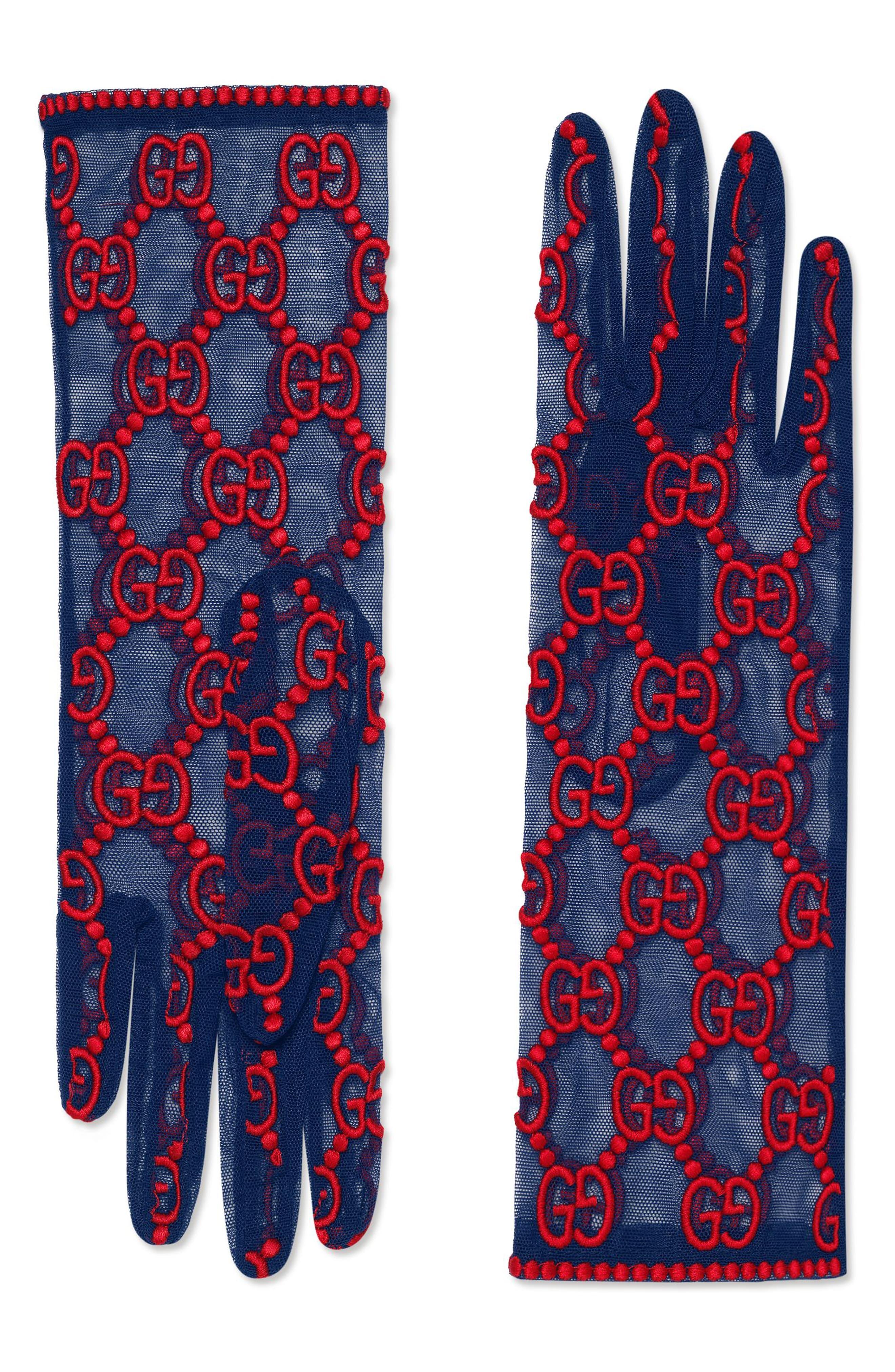 Gucci Gg Embroidered Lace Tulle Gloves Lyst