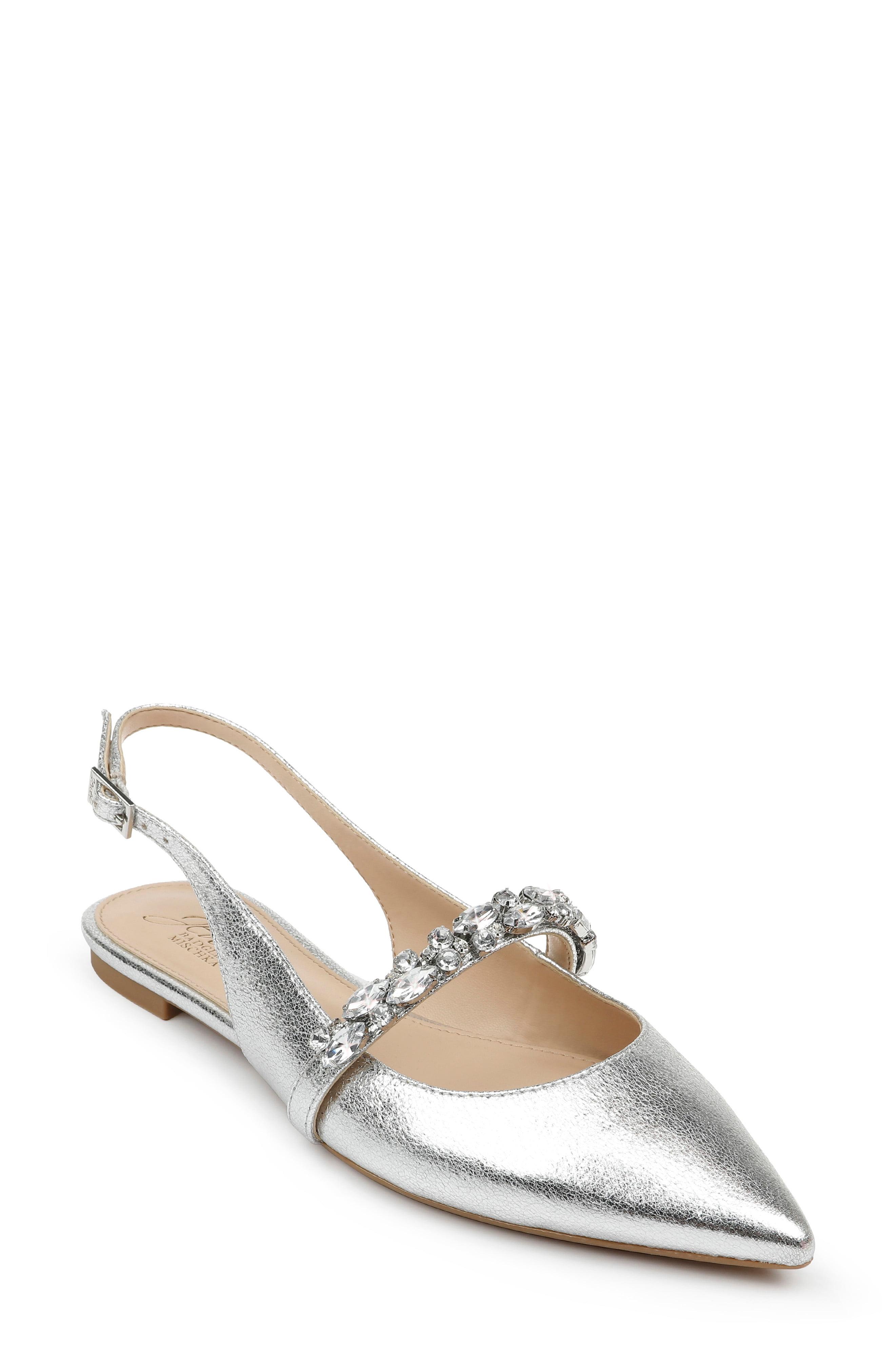 badgley mischka silver flats