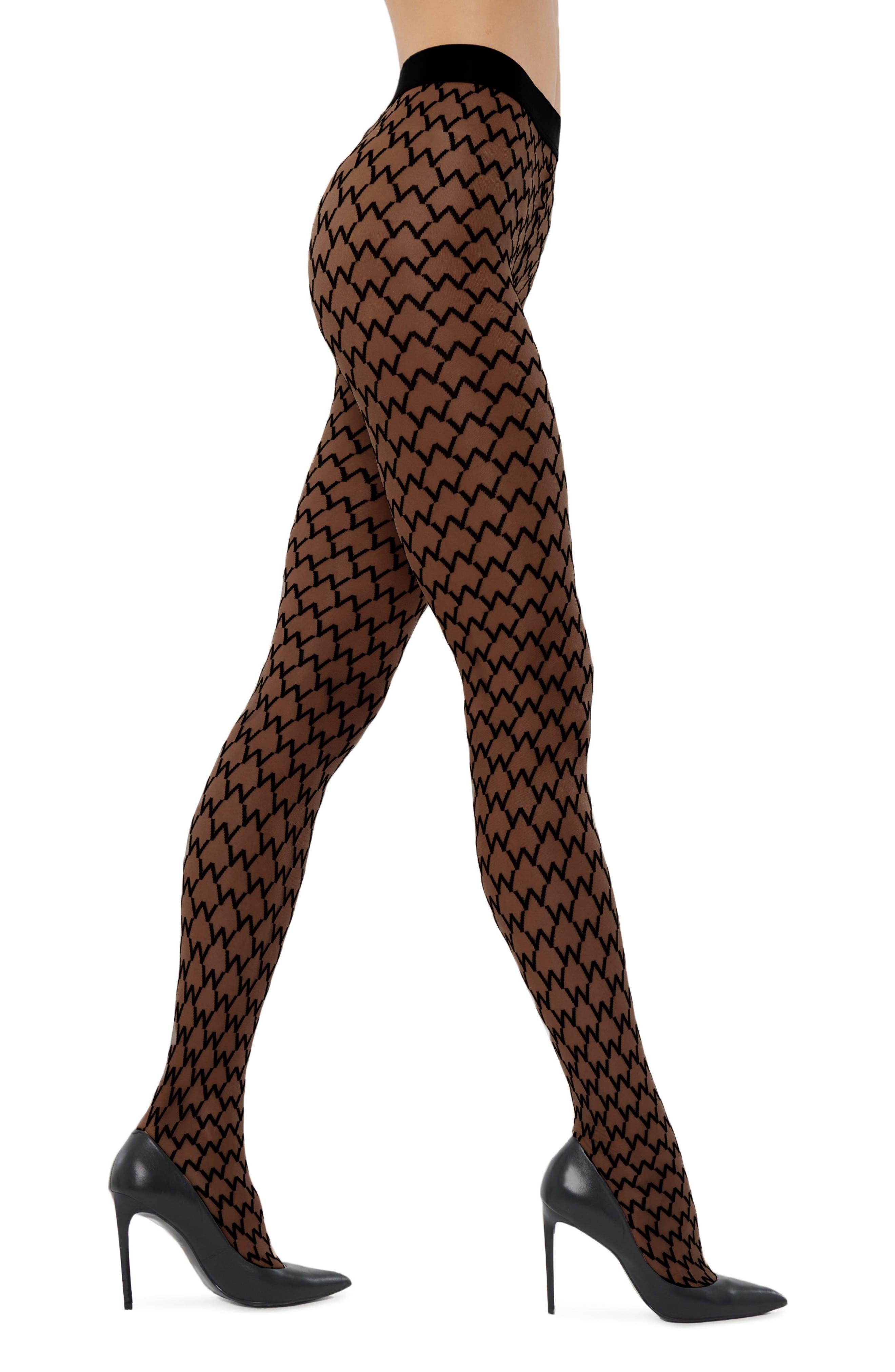 Wolford Sheer W Pattern Tights in Brown Lyst