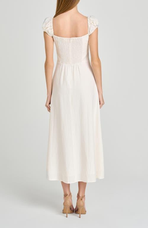 Wayf Carina Cap Sleeve Linen Blend Maxi Dress in White | Lyst