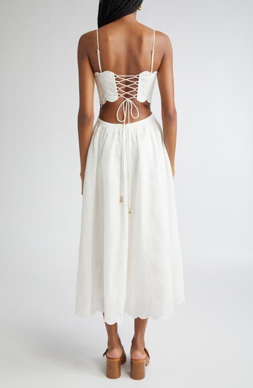 Zimmermann Rhiannon Corset Bodice Scallop Linen Midi
