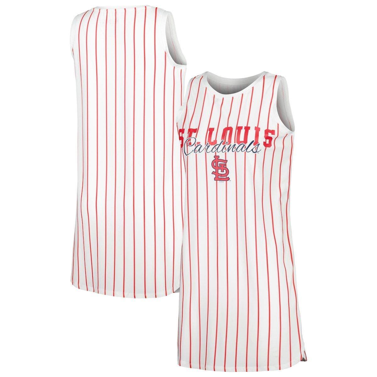 Concepts Sport St. Louis Cardinals Reel Pinstripe Knit Sleeveless  Nightshirt At Nordstrom in Pink