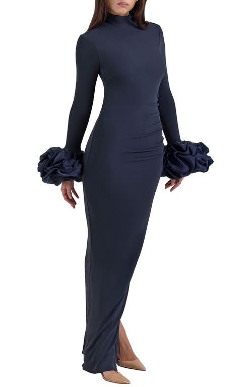 House Of Cb Fabienne Long Sleeve Body-Con Jersey Gown in Blue | Lyst