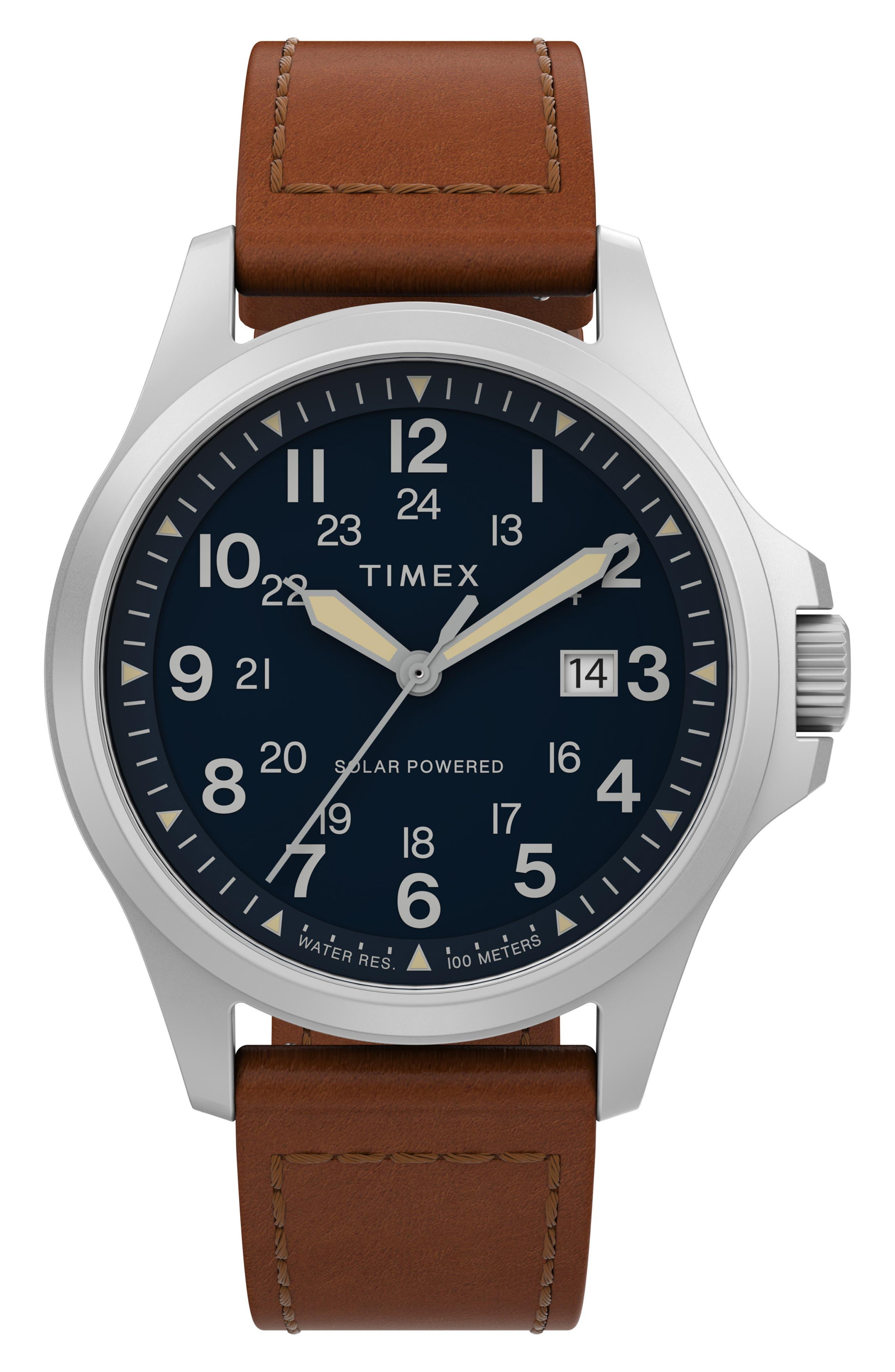 Timex Expedition North Field Post Solar Leather Strap Watch in Blue for ...