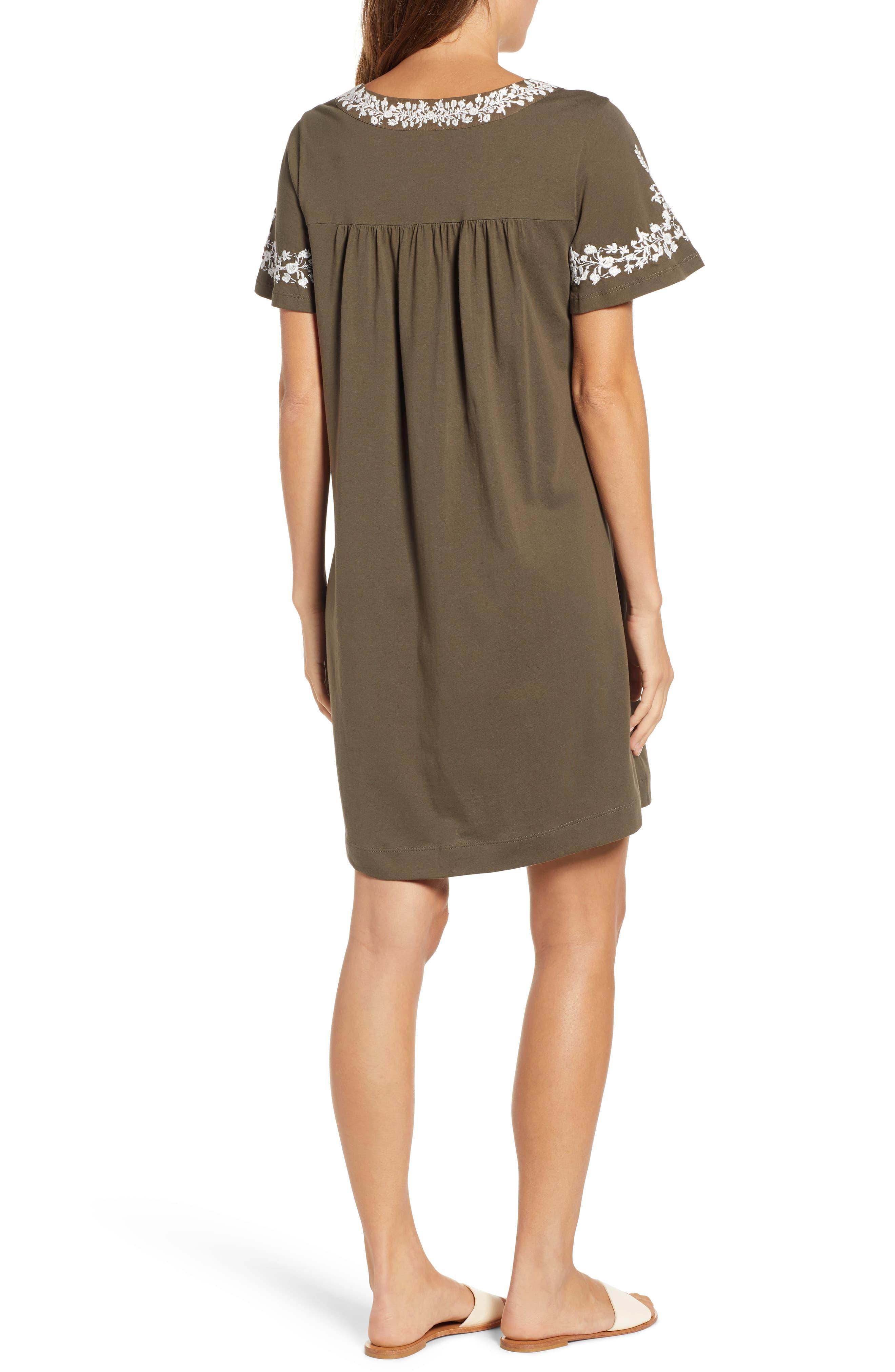 caslon embroidered cotton shift dress