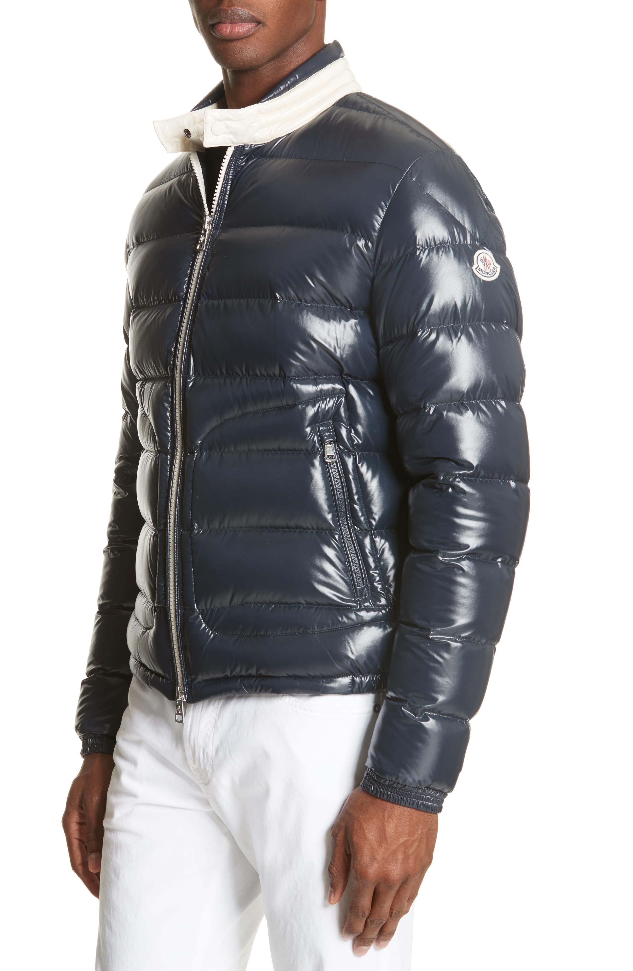 Moncler Aubert Giubbotto Two-tone Down Jacket in Blue for Men - Lyst