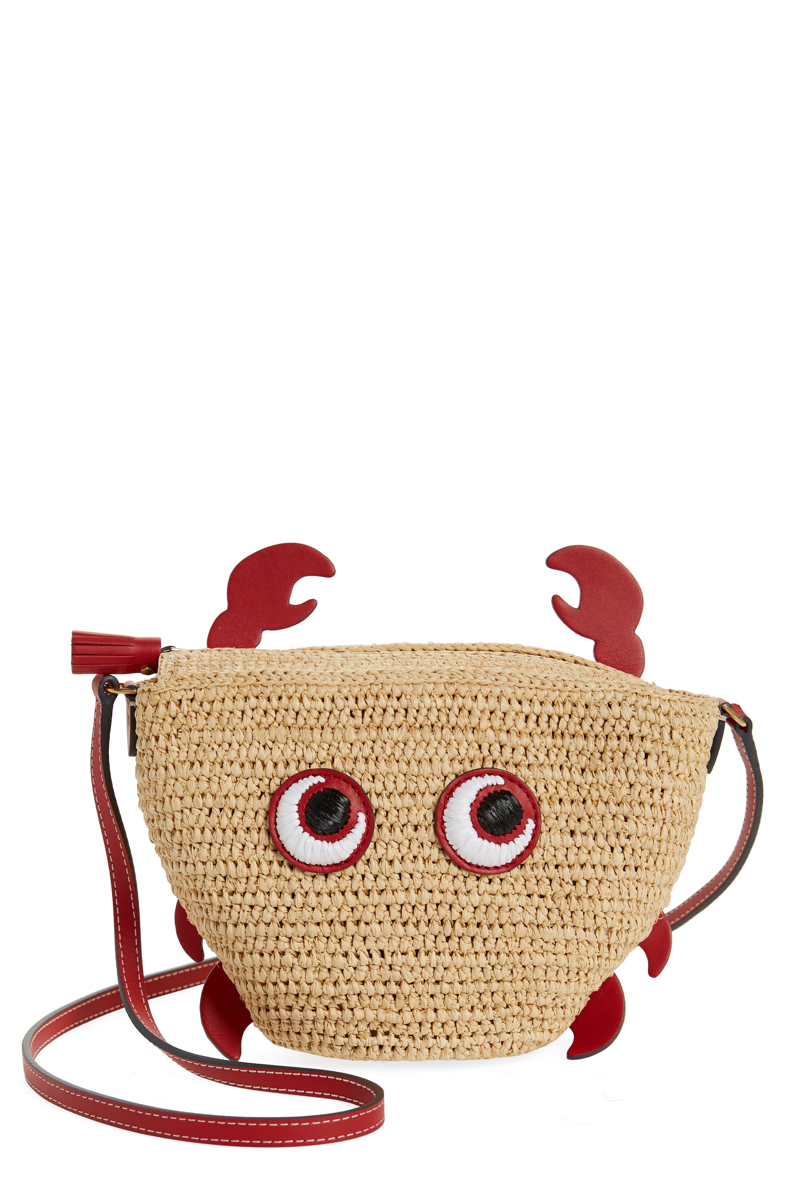 Anya Hindmarch Crab Raffia Crossbody Bag in Pink Lyst