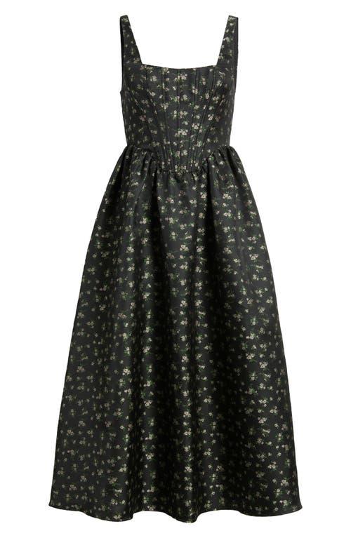 celine floral corset cocktail midi dress Lulus Celine Floral Corset Cocktail Midi Dress in Black