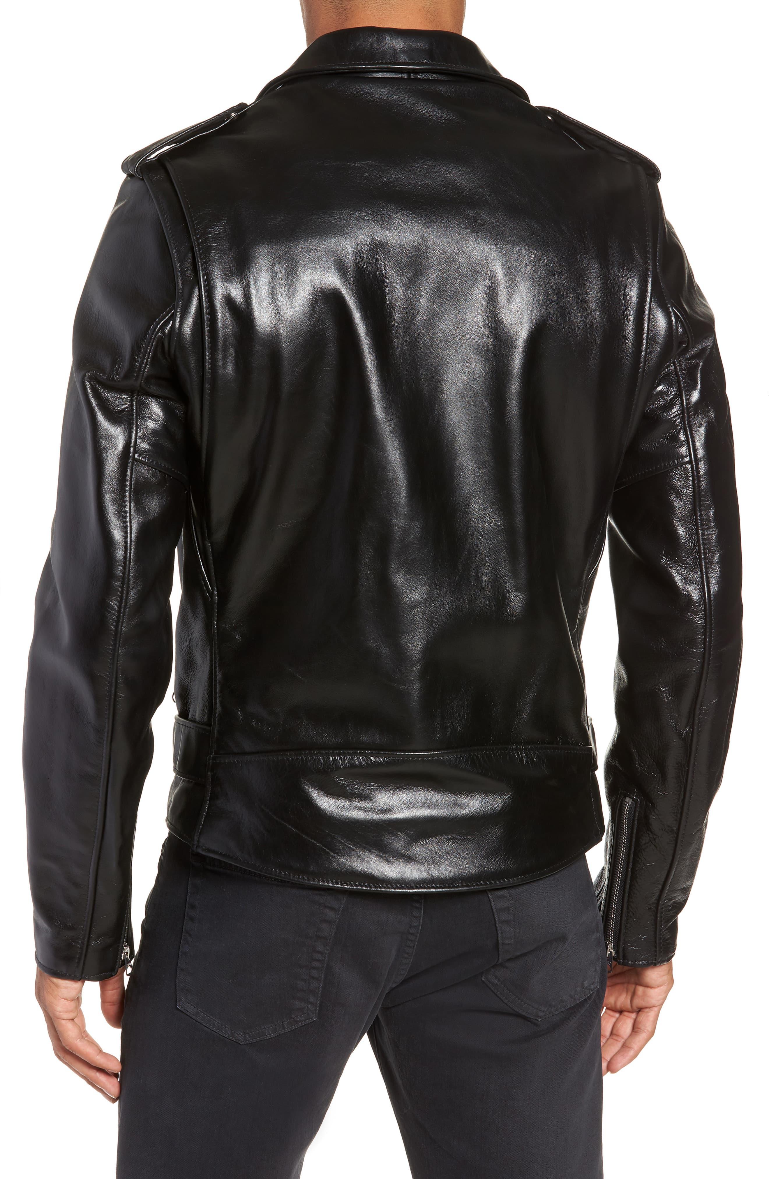Men S Black 50s Oil Tanned Cowhide Leather Moto Jacket