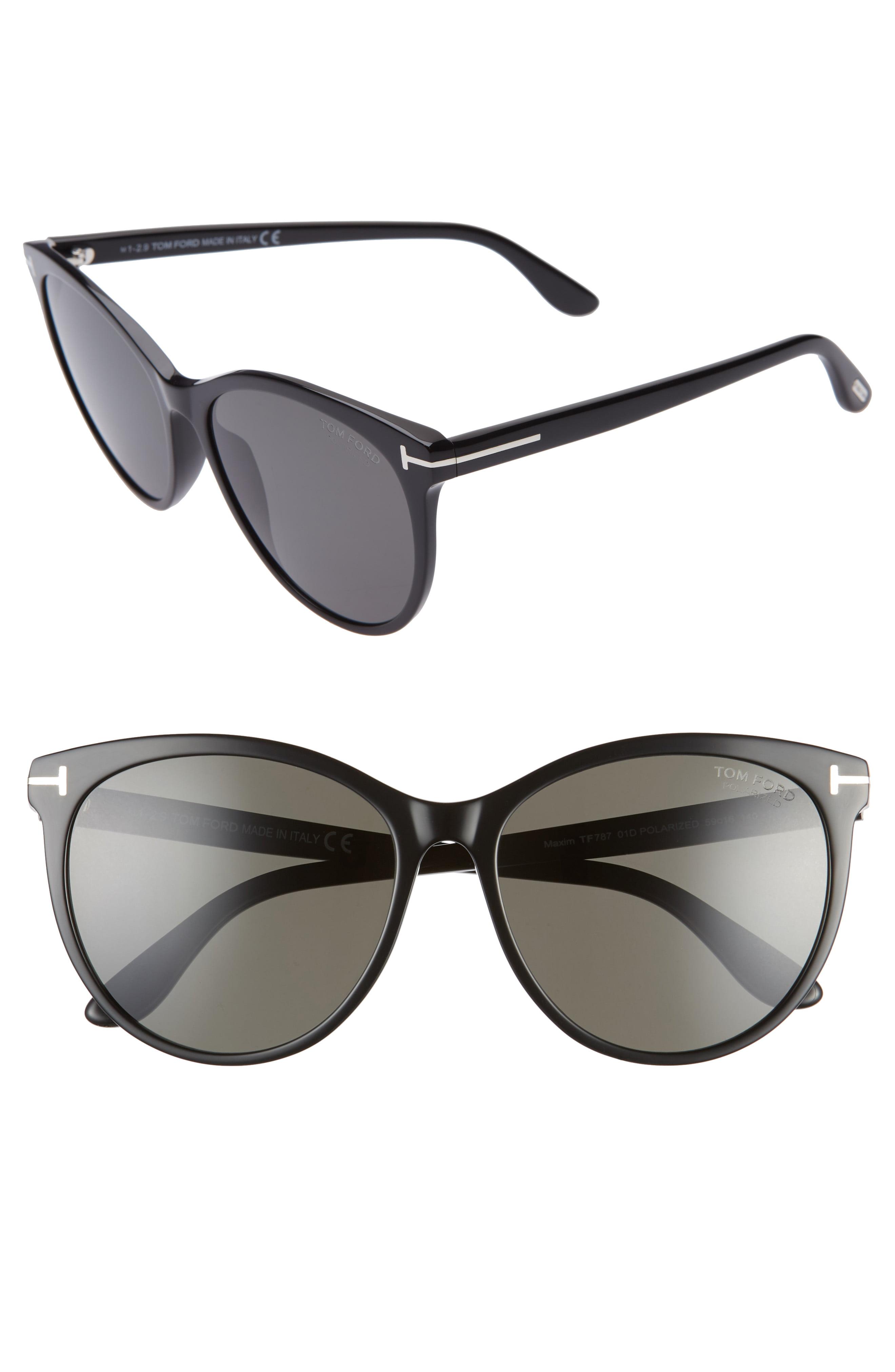 Tom Ford Maxim 59mm Polarized Cat Eye Sunglasses In Black Black Black