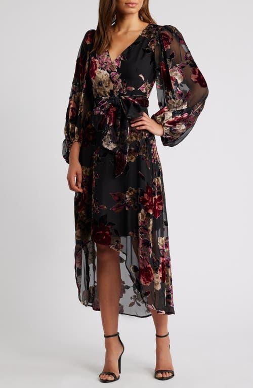 Eliza j ruffle sleeve floral faux wrap dress outlet