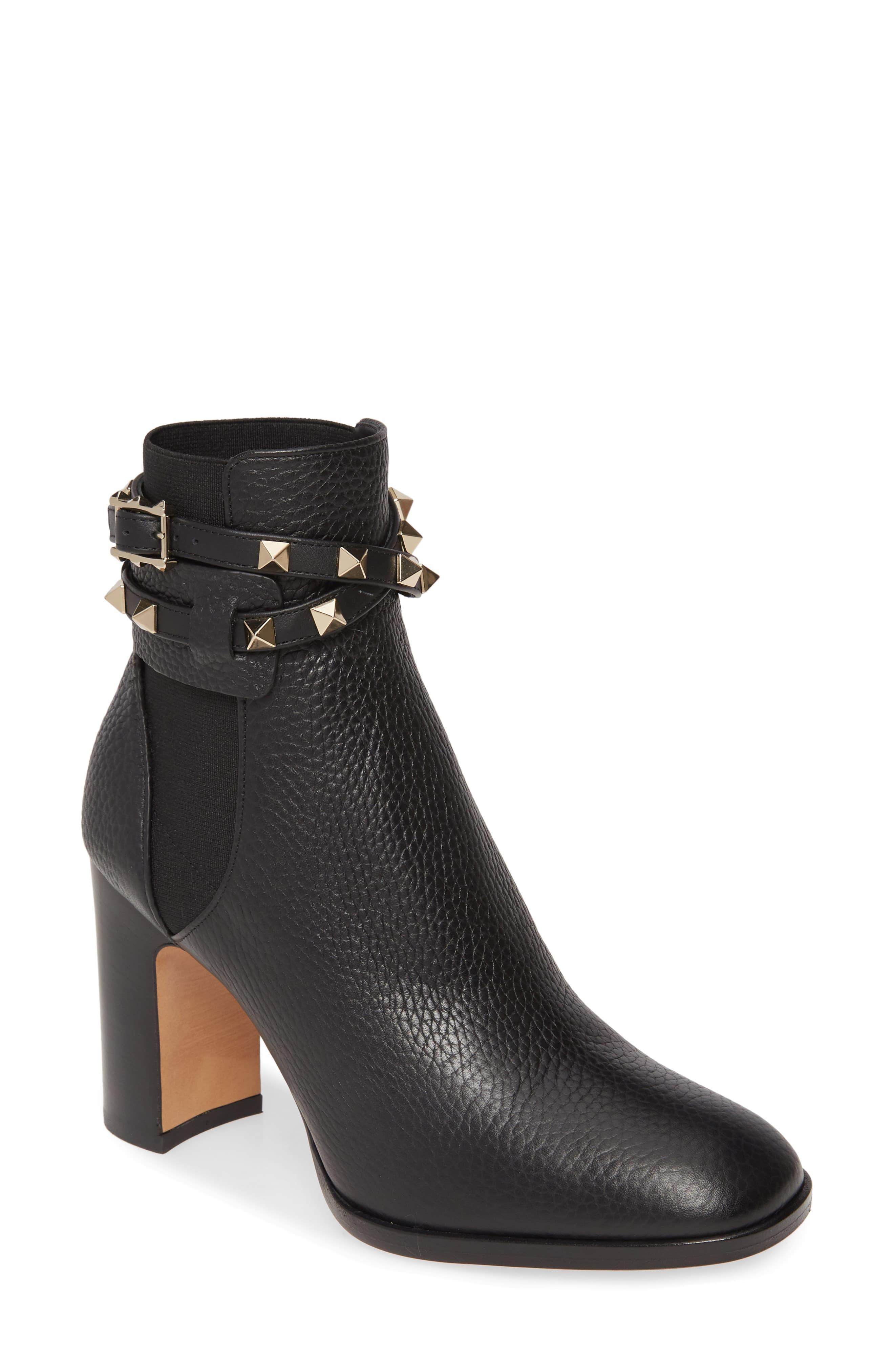 valentino rockstud leather bootie