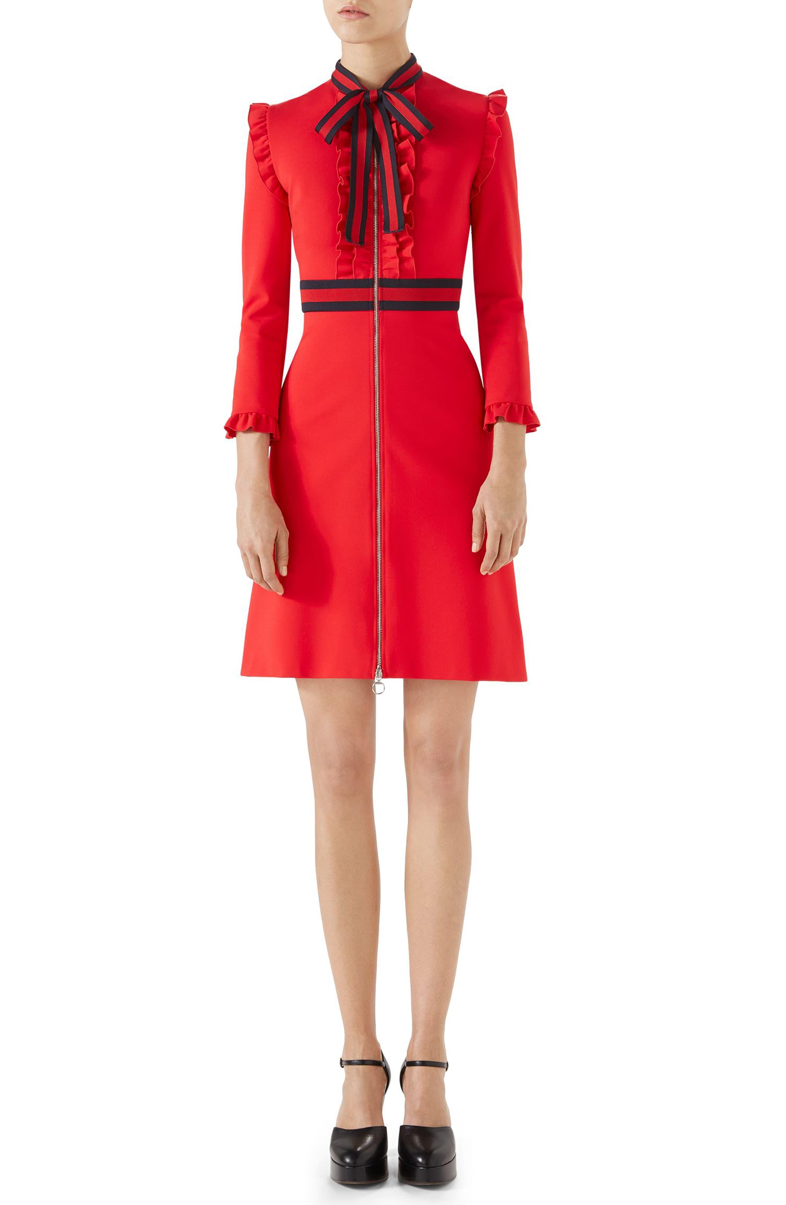 Gucci Viscose Jersey Dress in Red | Lyst