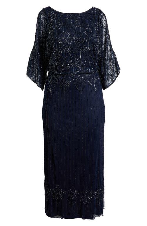 pisarro nights plus size beaded dresses Pisarro Nights Plus Size Illusion Neckline Short Sleeve Mesh Beaded Long  Gown