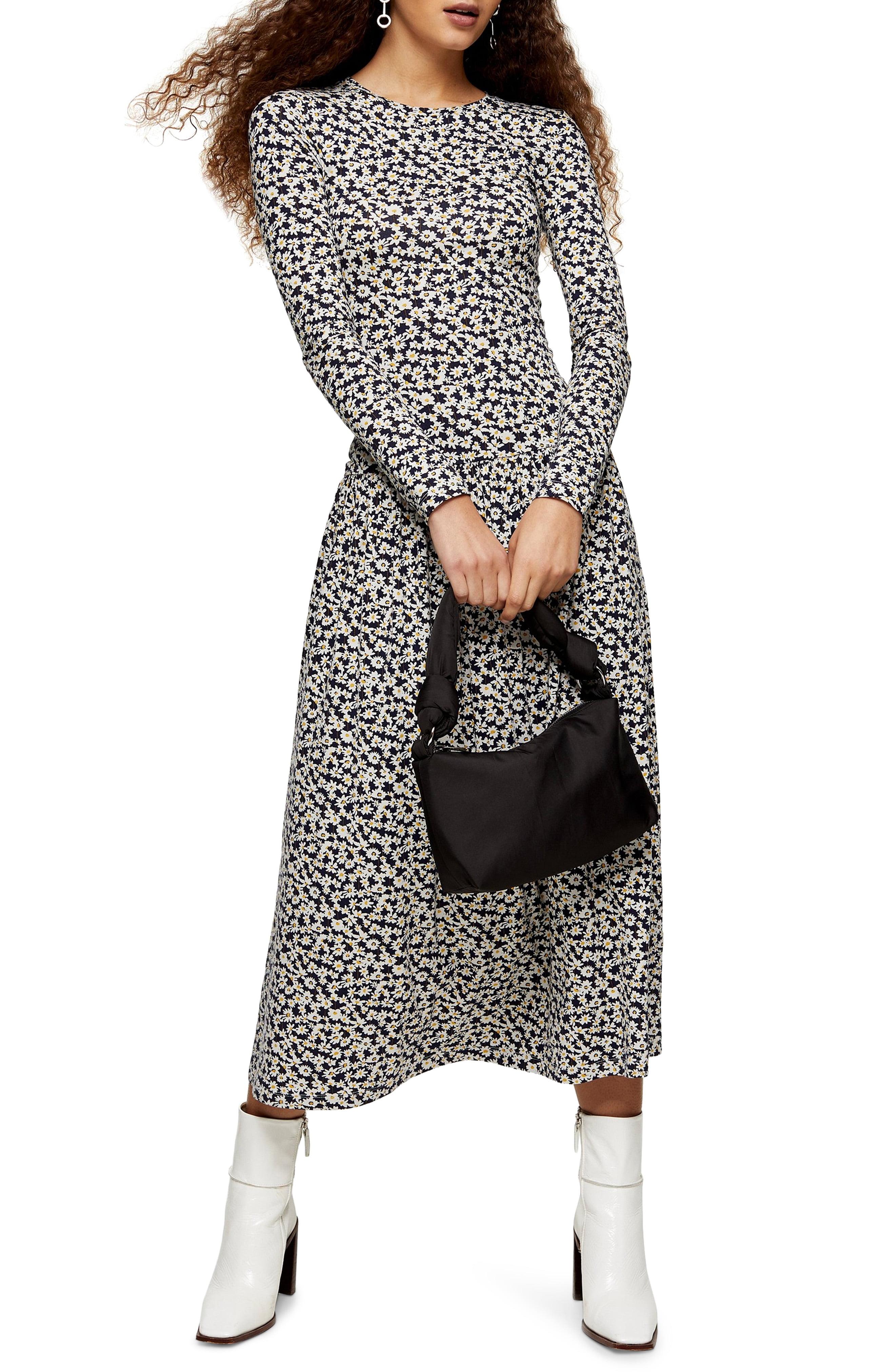 daisy print midi dress