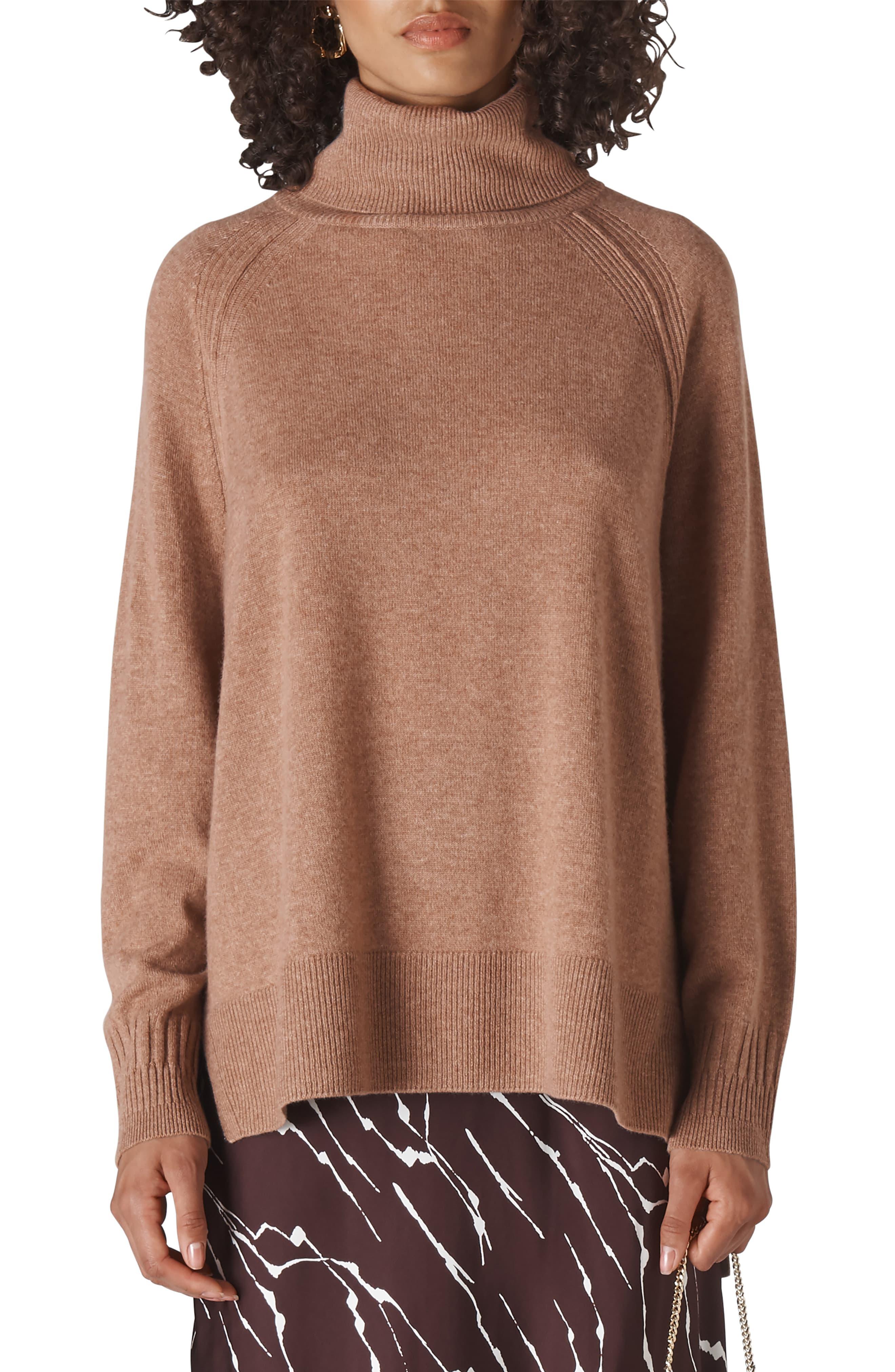 Whistles Cashmere Turtleneck Sweater in Pale Pink (Brown) - Lyst
