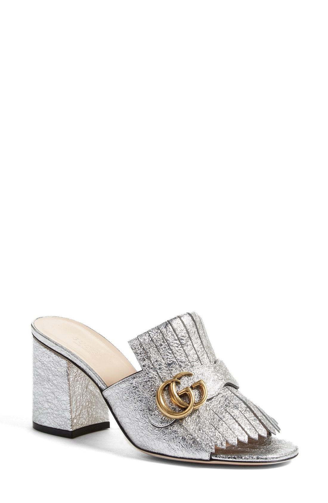 gg marmont peep toe mule