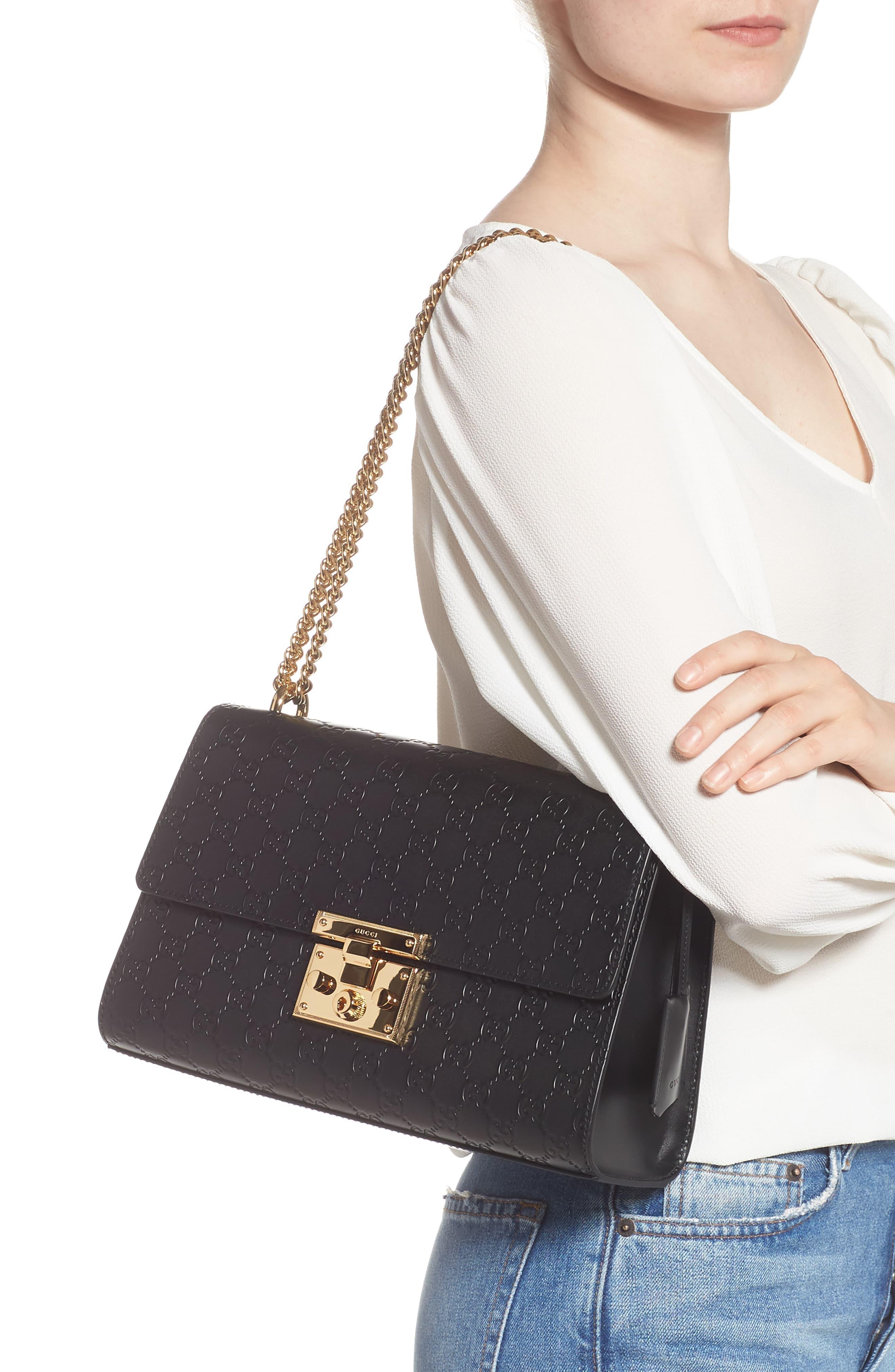 gucci medium padlock signature leather shoulder bag