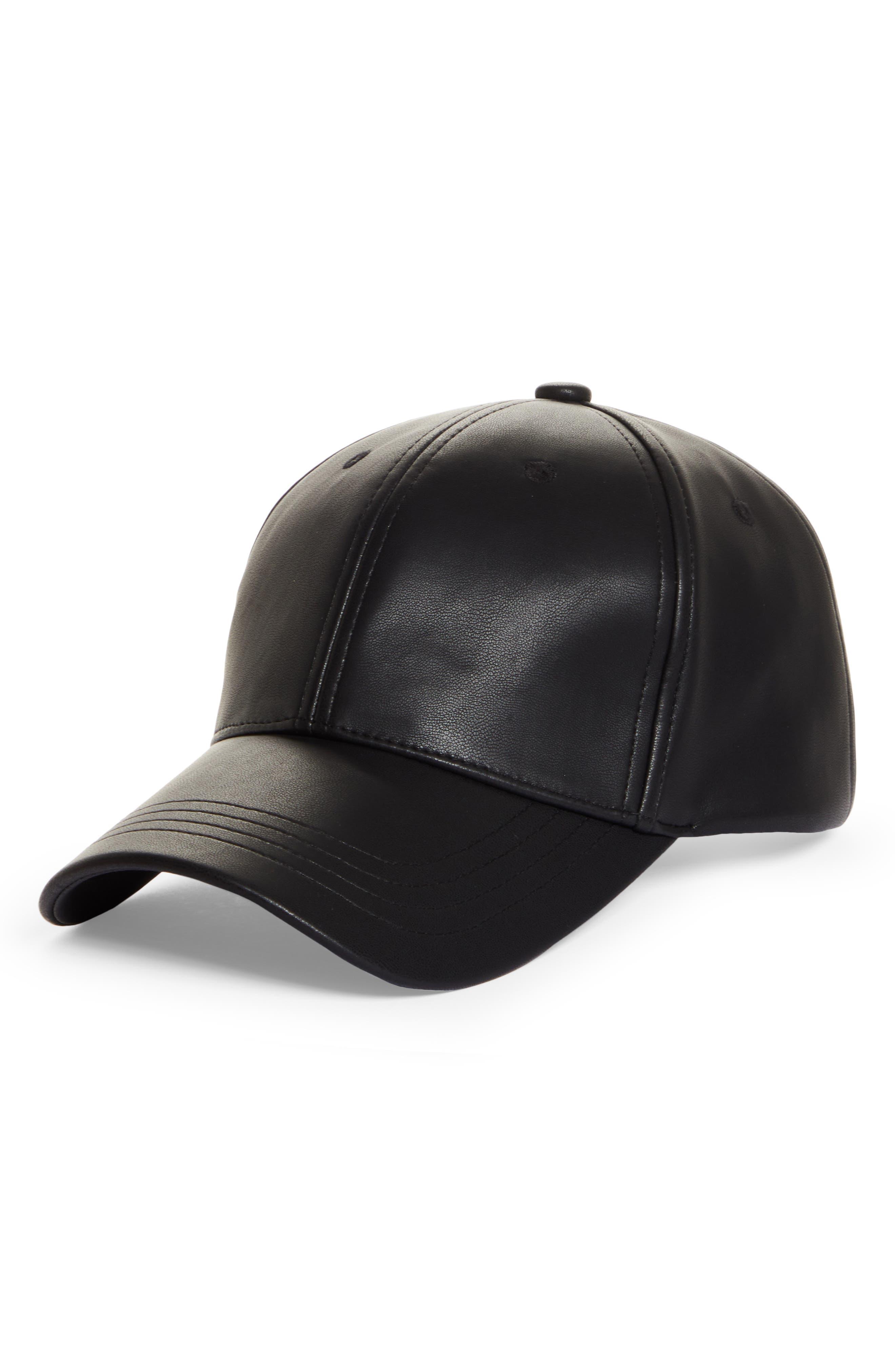 Stand Studio Cia Gritty Faux Leather Baseball Cap in Black | Lyst