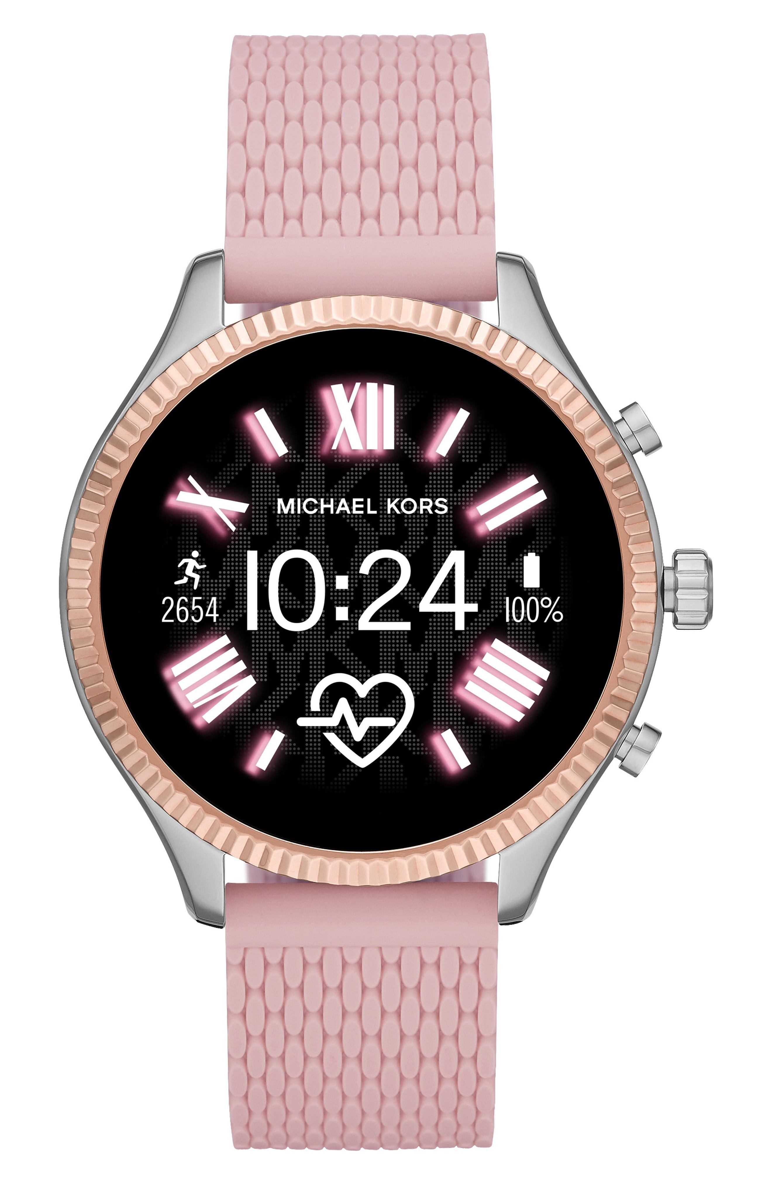 Michael Kors Gen 5 Lexington Silicone Strap Smart Watch in Pink - Lyst