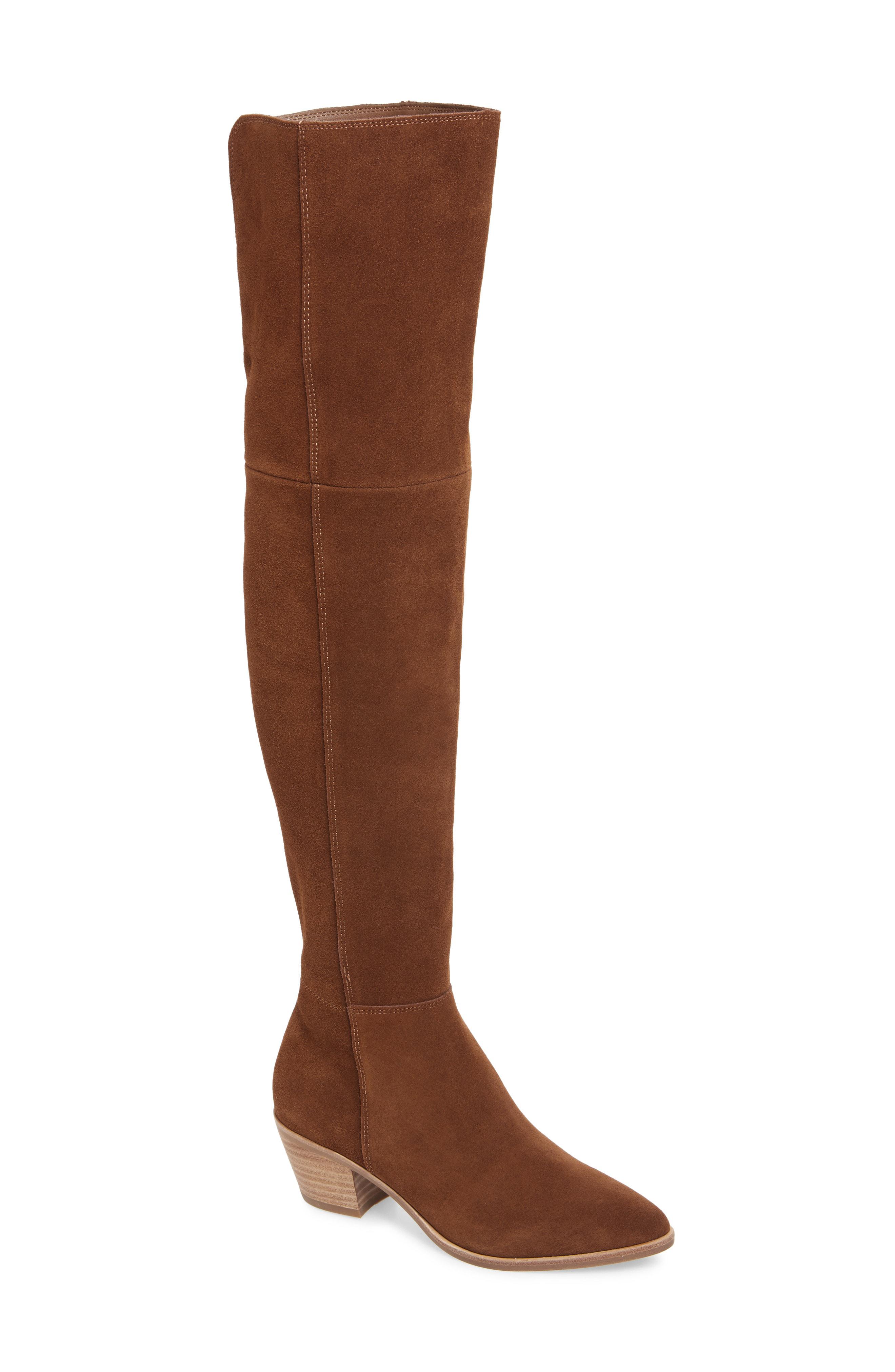 cognac suede over the knee boots