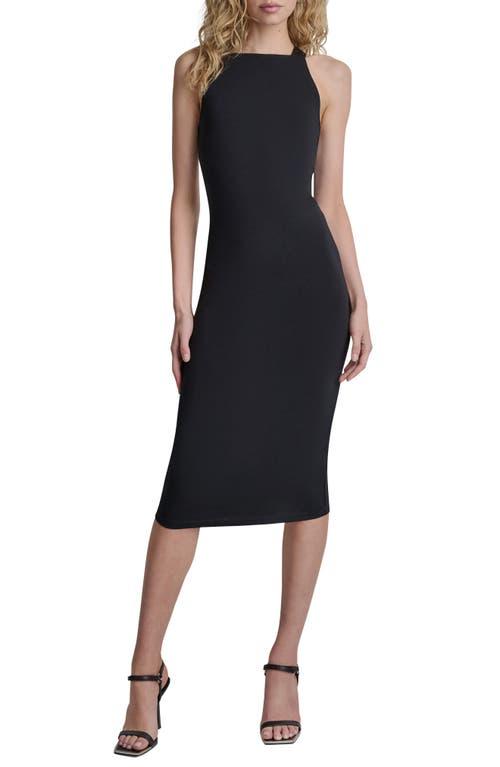 dkny bodycon dress STRETCH COTTON LOGO STRAP MIDI DRESS