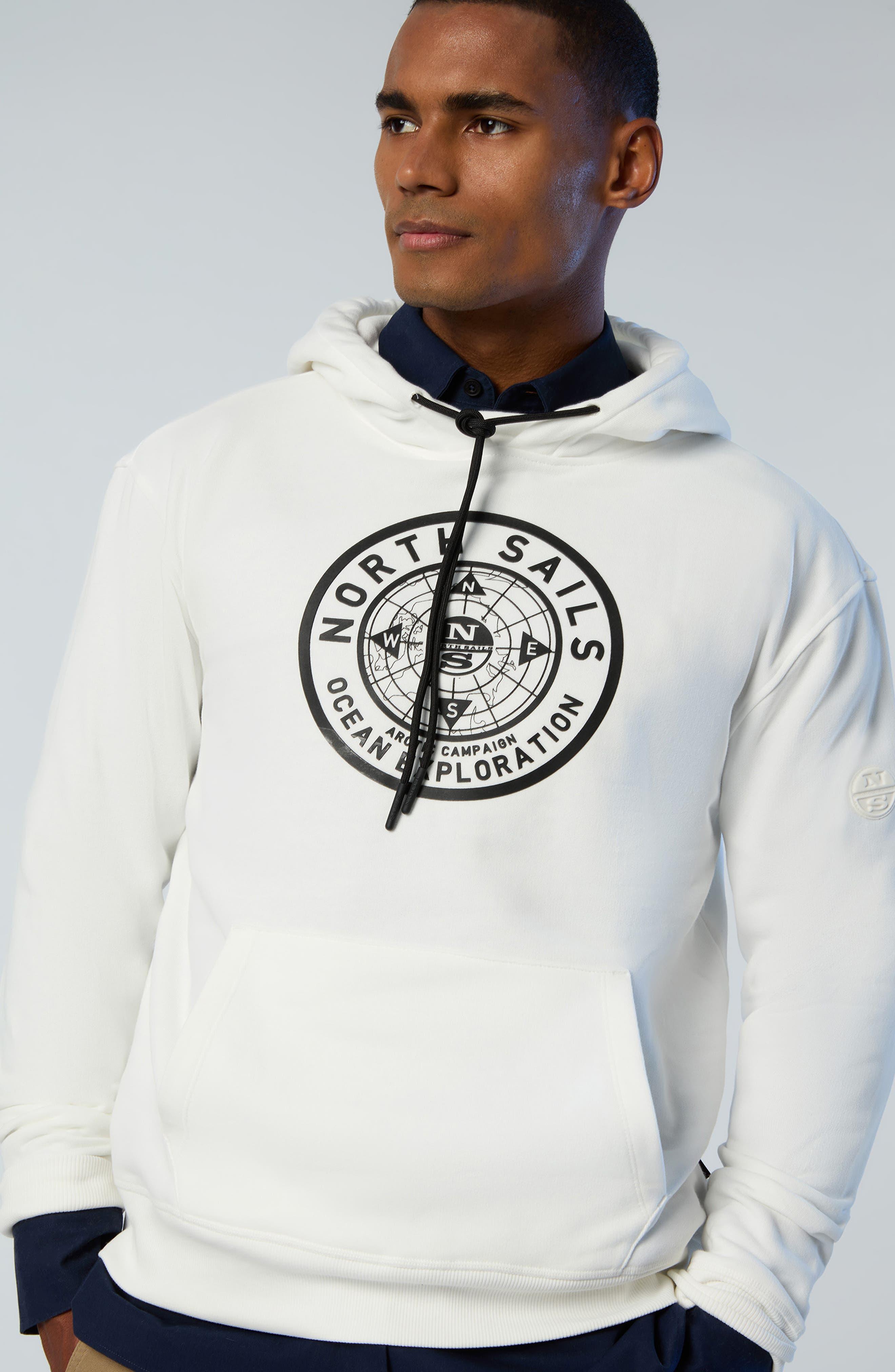 North Sails Logo Graphic Cotton Hoodie in Gray for Men