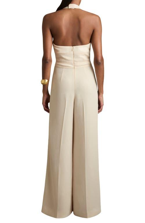 Reiss Viola Pleated Wide Leg Jumpsuit in Natural | Lyst