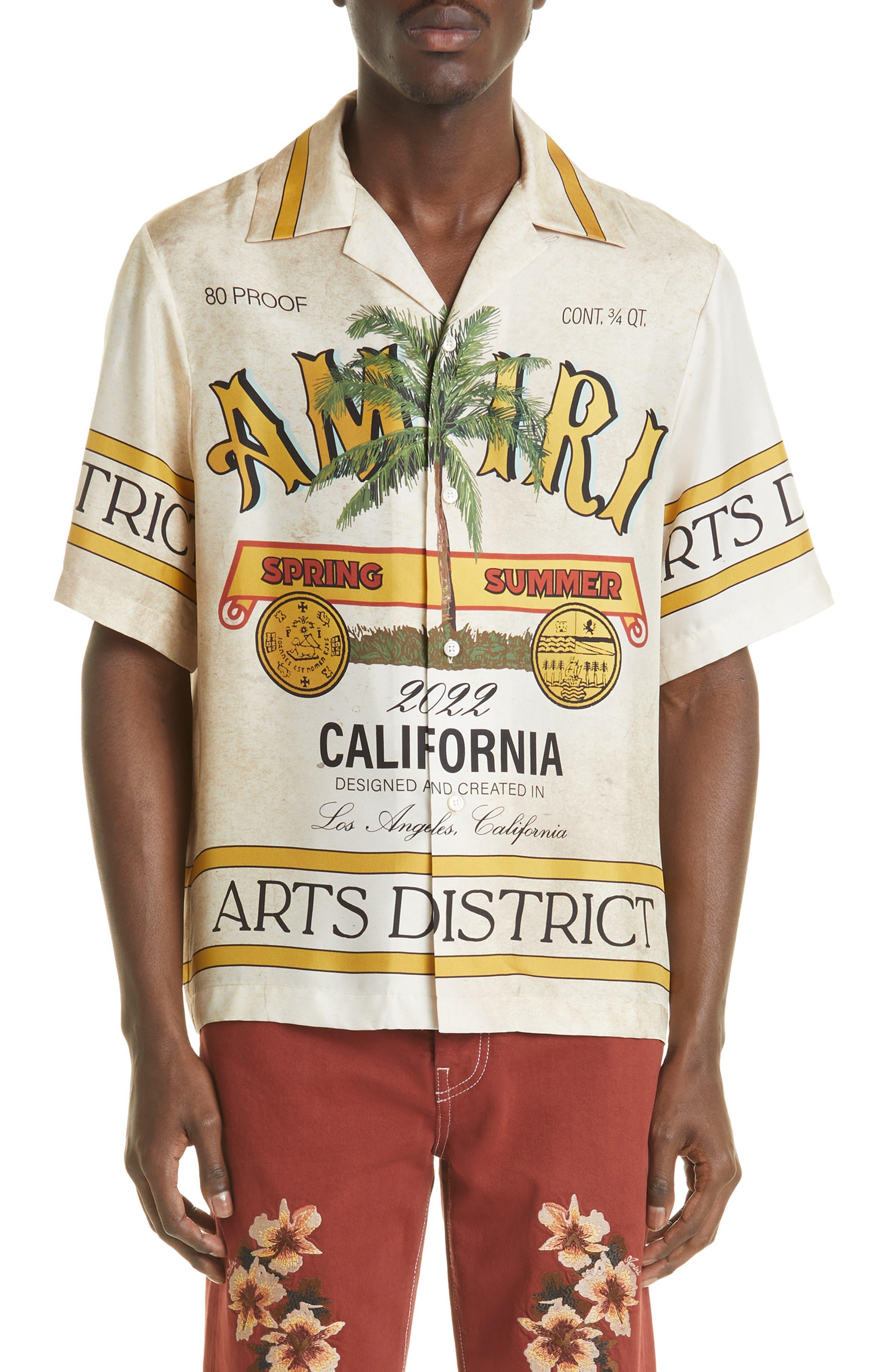 Amiri Rum Label Cotton Bowling Shirt in Gray for Men Lyst