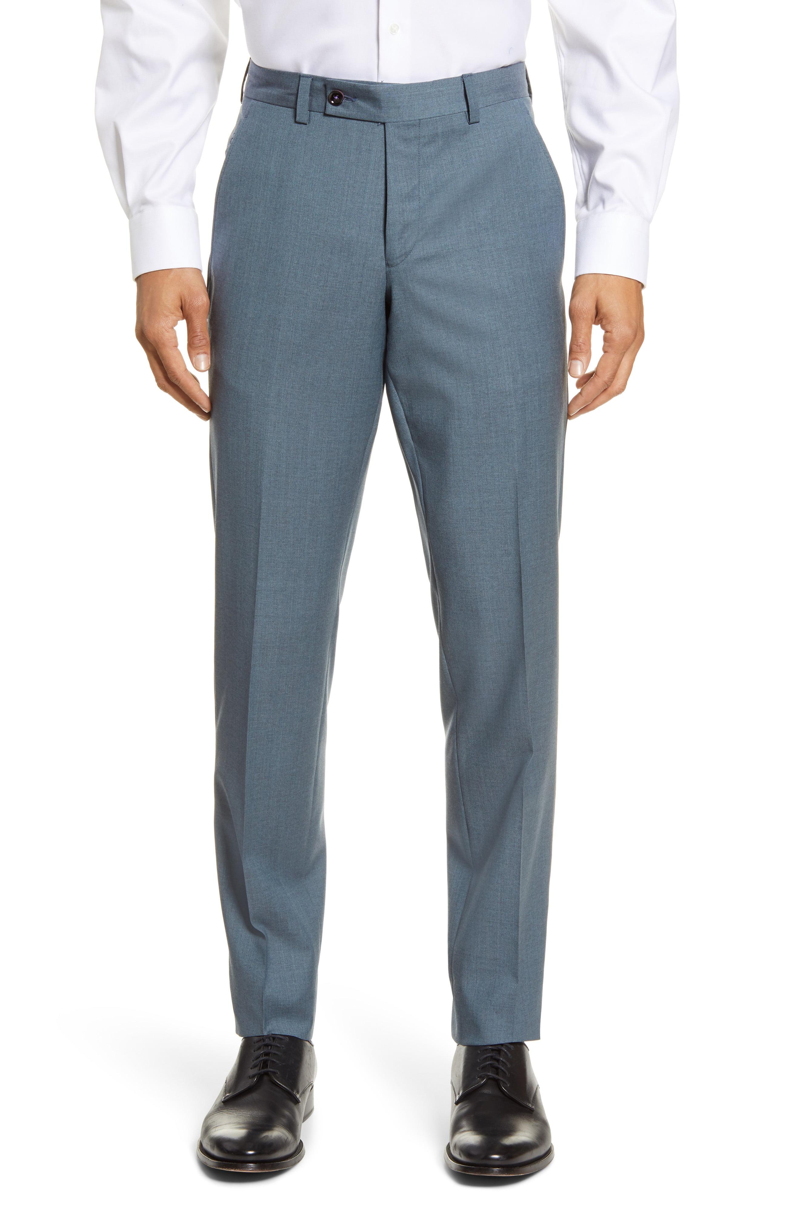 Ted Baker Jerome Flat Front Solid Wool Dress Pants in Teal (Blue) for ...