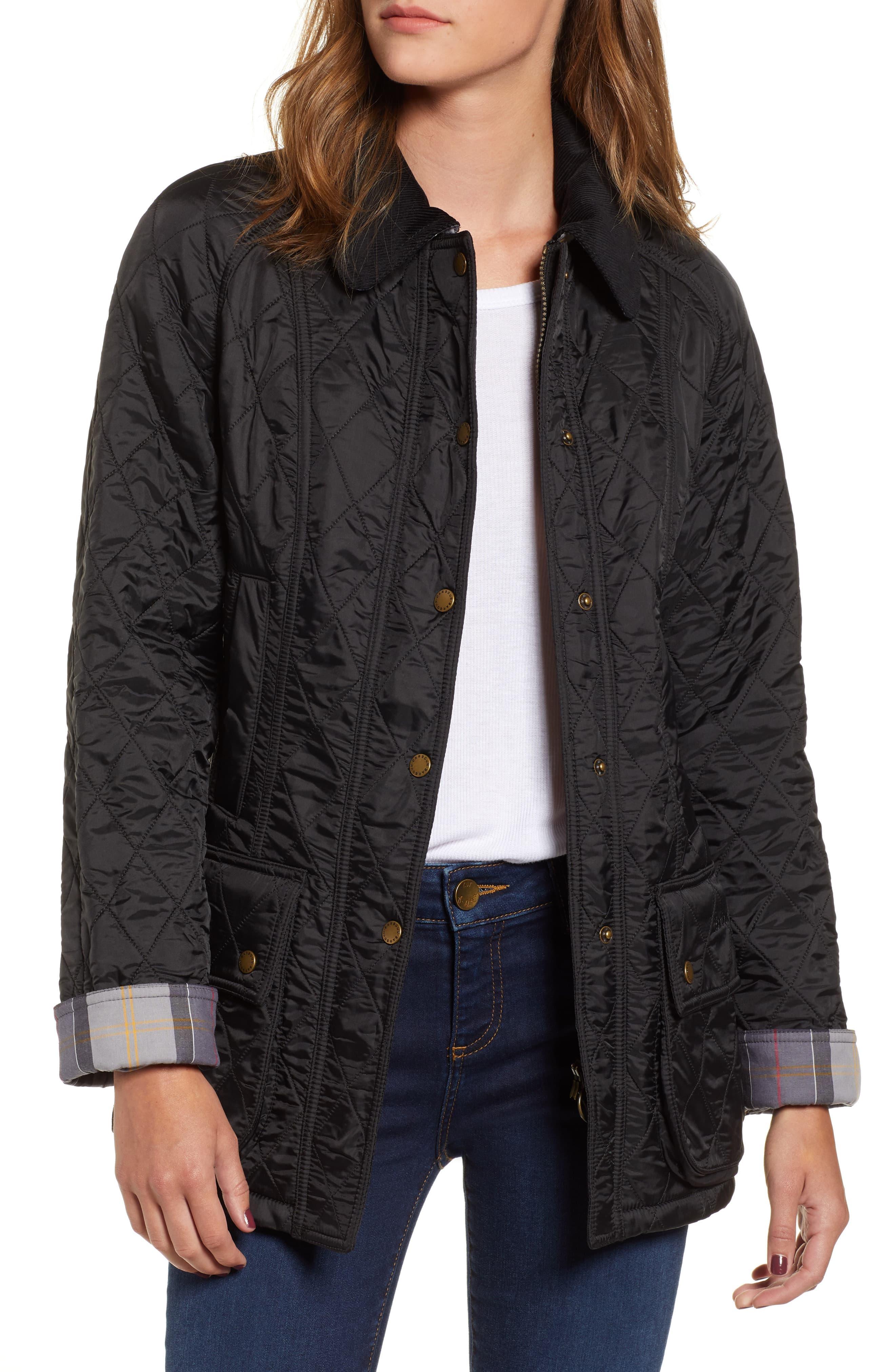 Barbour Corduroy 'Beadnell' Quilted Jacket in Black/ Black (Black) - Lyst