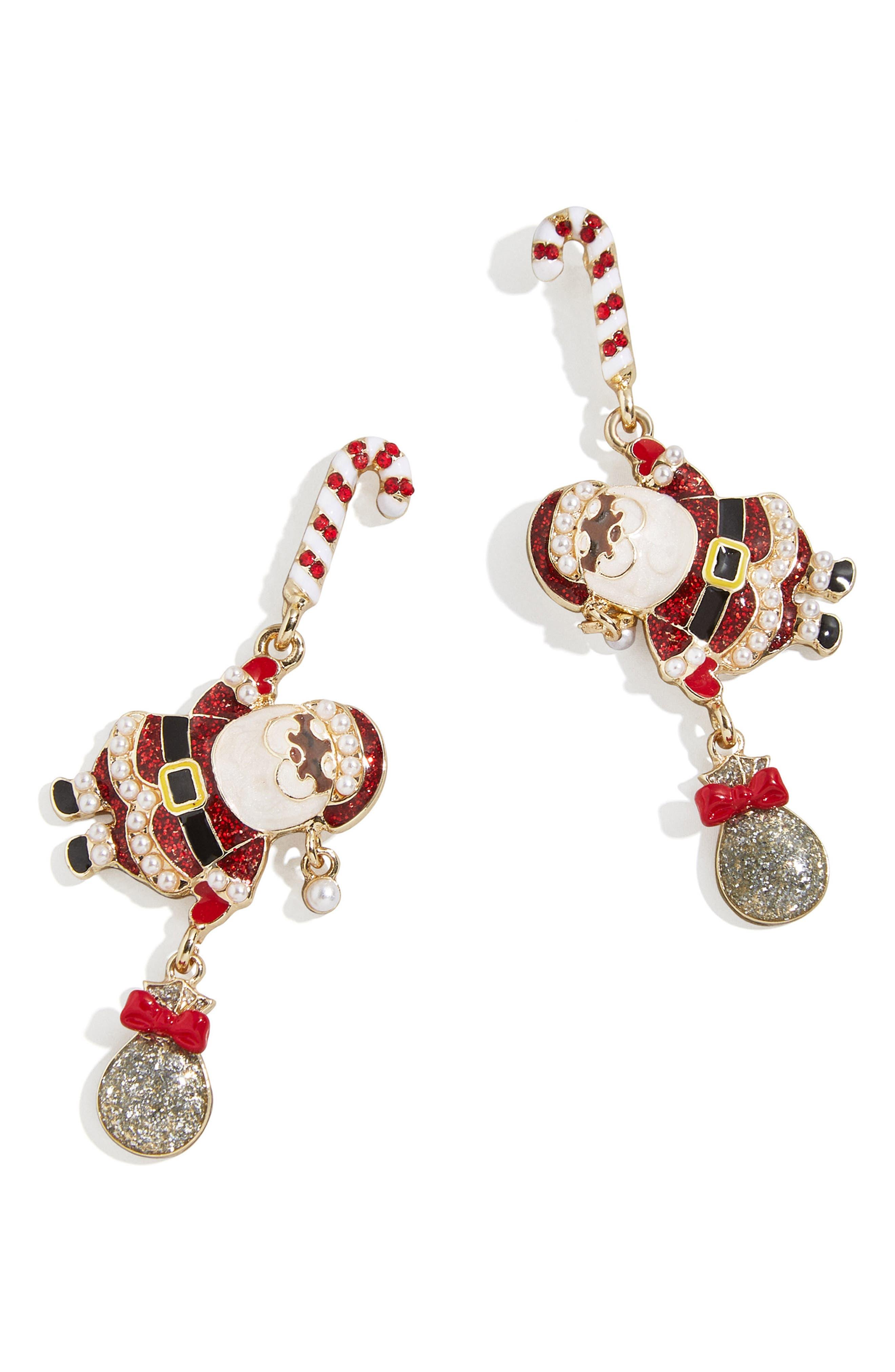 BaubleBar Candy Cane Santa Drop Earrings in White | Lyst